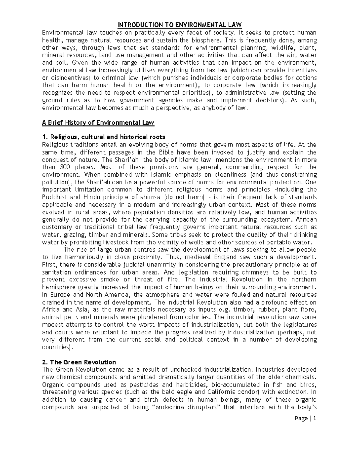 Introduction TO Environmental LAW AND Policy 2022 INTRODUCTION TO