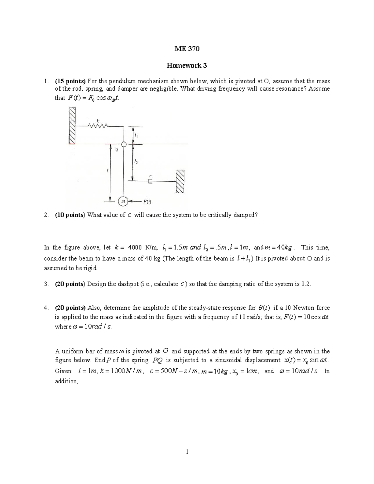 Hw3 - home work 3 - M E 370 - Penn State - Studocu