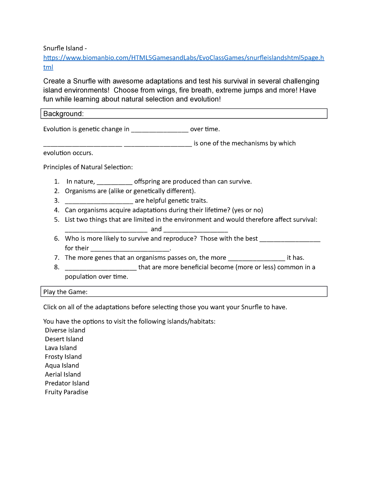 Snurfle Island Worksheet Snurfle Island Studocu