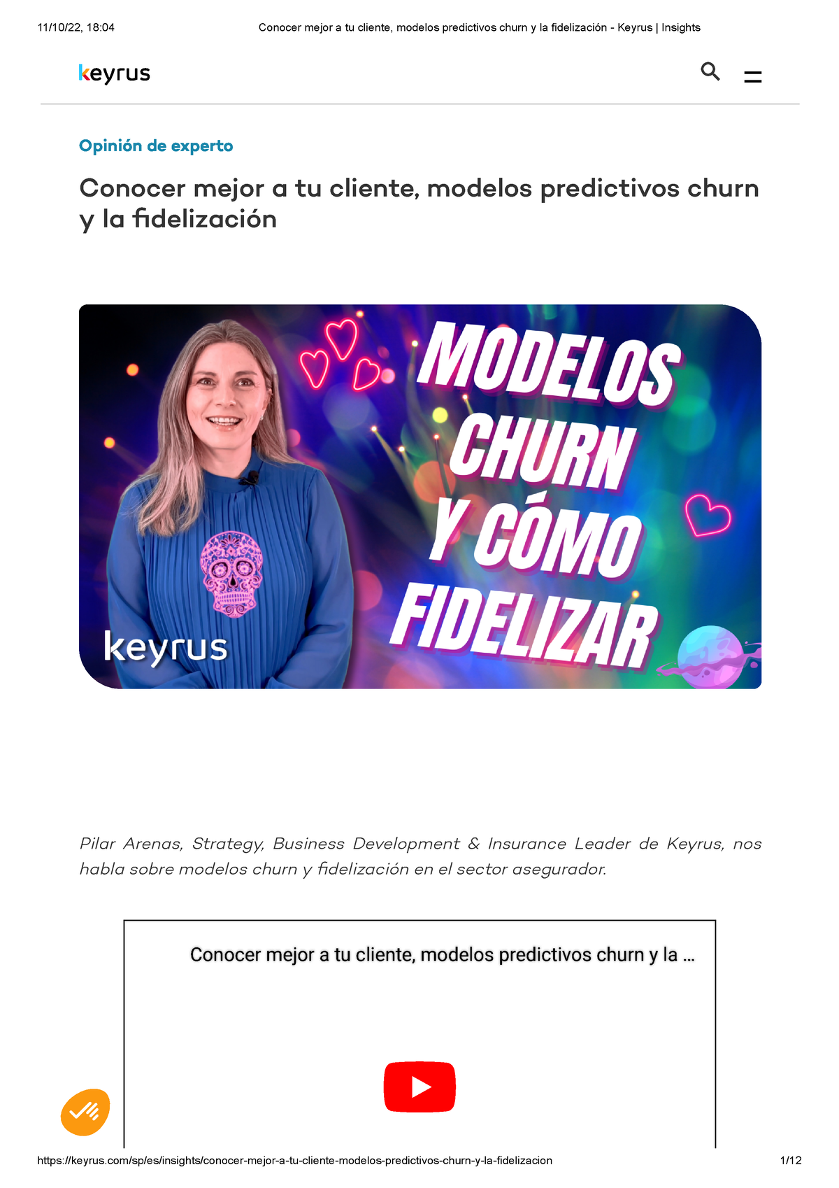 Conocer mejor a tu cliente, modelos predictivos churn y la fidelización -  Keyrus Insights - Opinión - Studocu