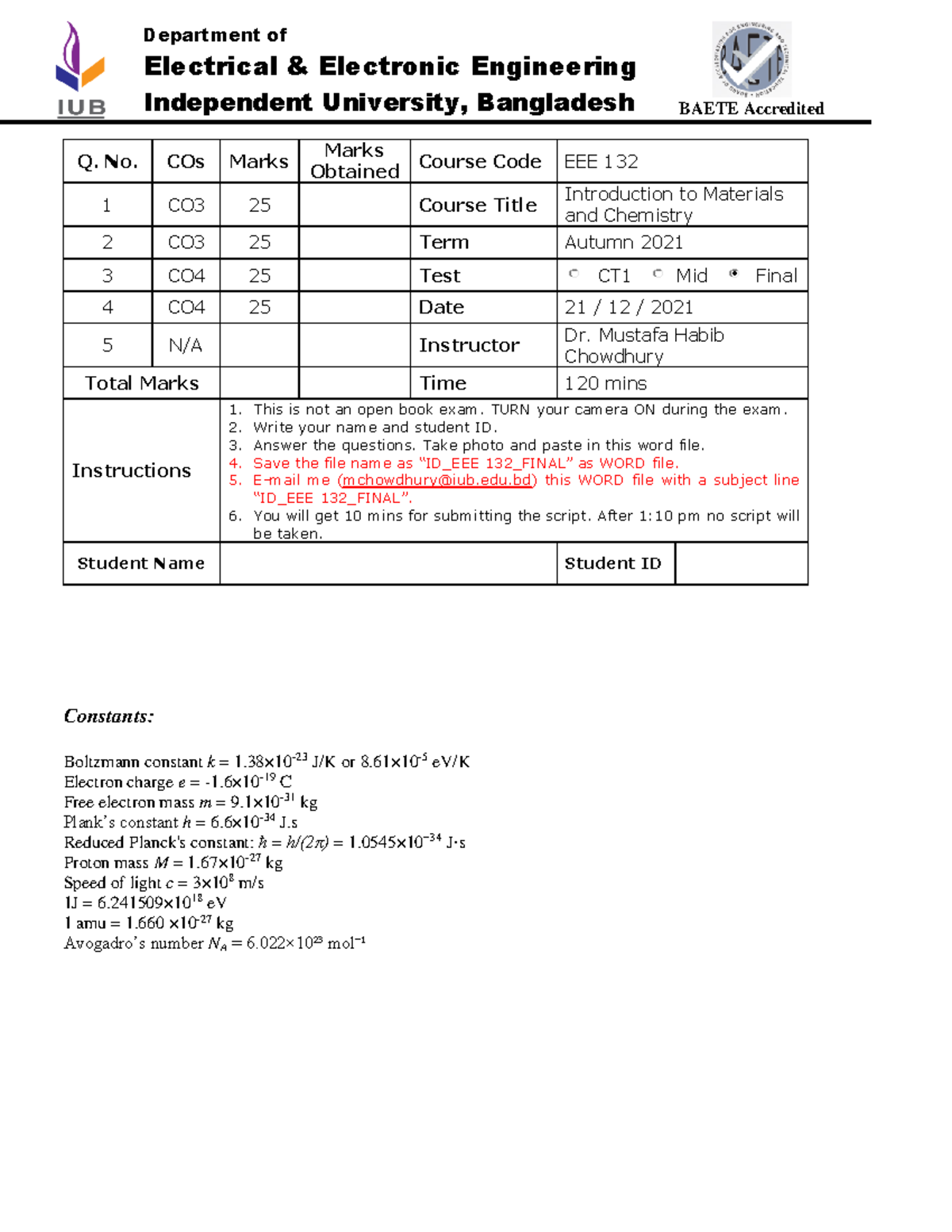 EEE 132 Final Exam - Autumn 2021 - Department of Electrical ...