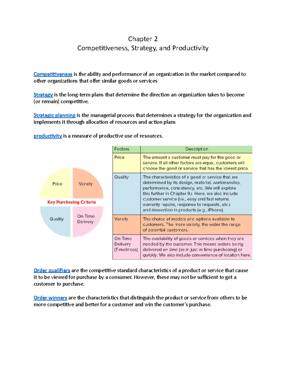 Chapter 2 - Competitiveness, Strategy, and Productivity - Chapter 2 ...