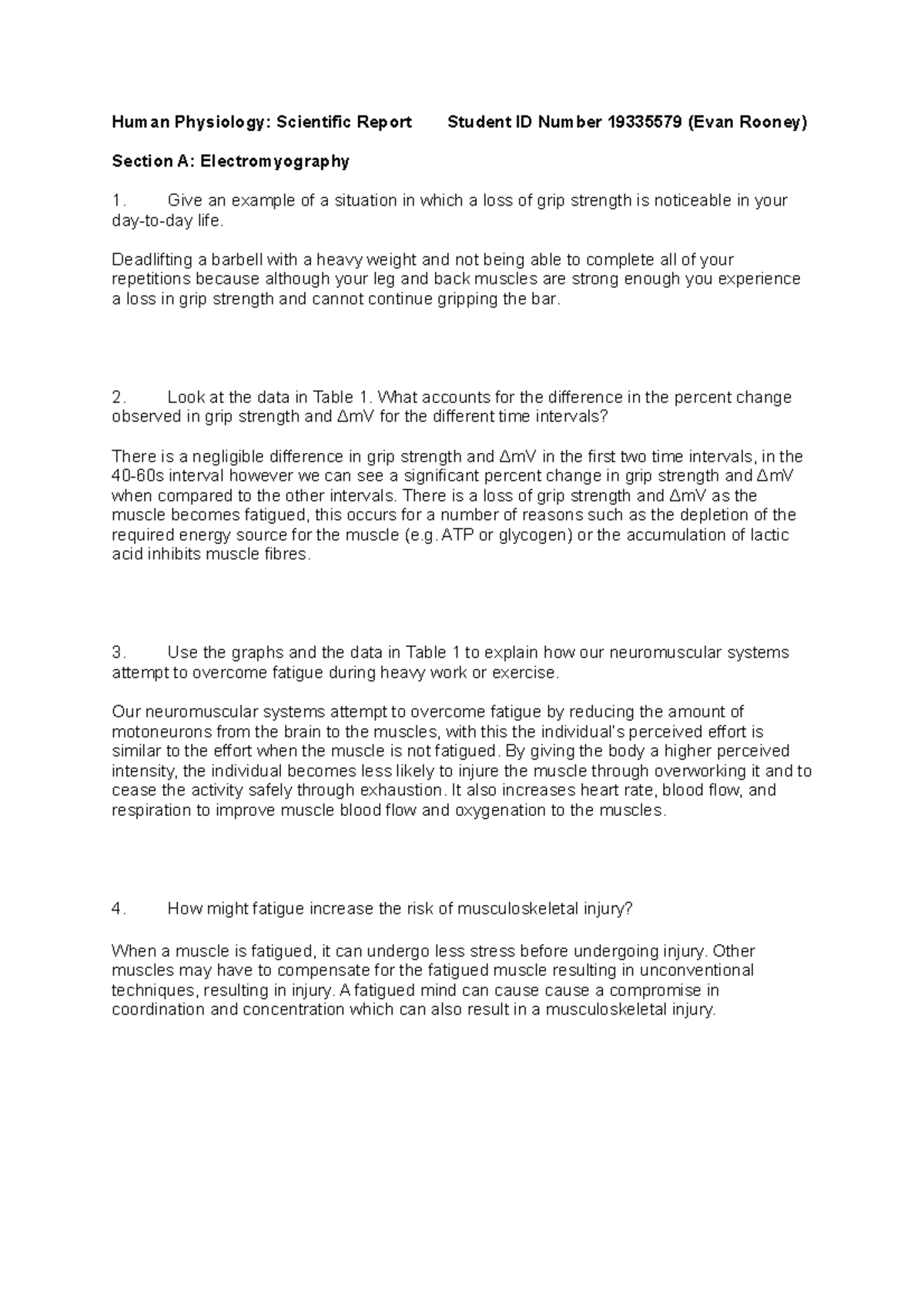 BYU222002 Human Physiology Lab report - Human Physiology: Scientific ...