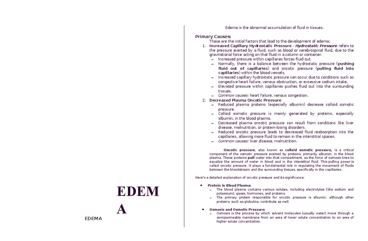 Edema - EDEMA Edema is the abnormal accumulation of fluid in tissues ...