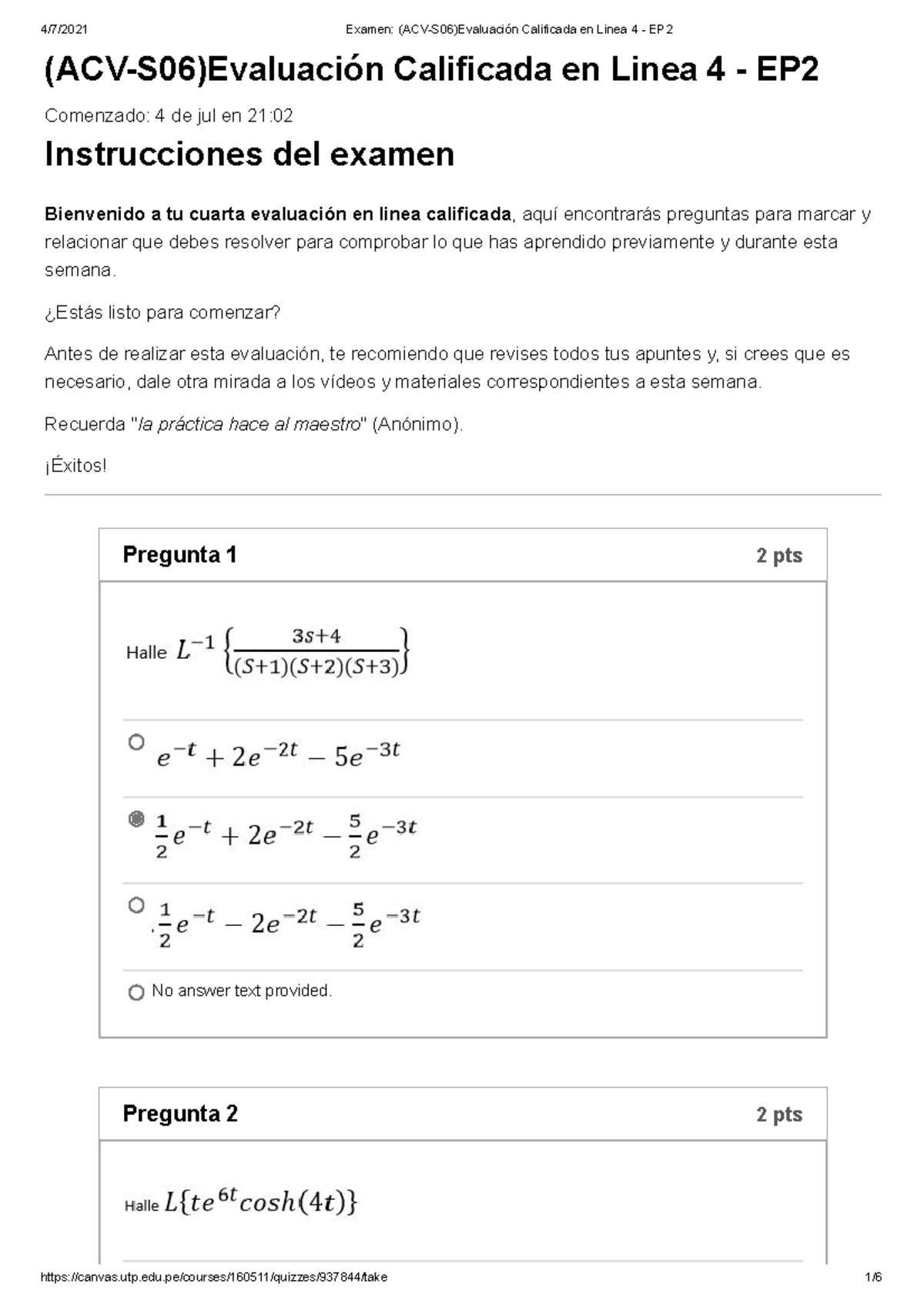 Examen (ACV-S06)Evaluación Calificada En Linea 4 - EP2 20puntos - (ACV ...