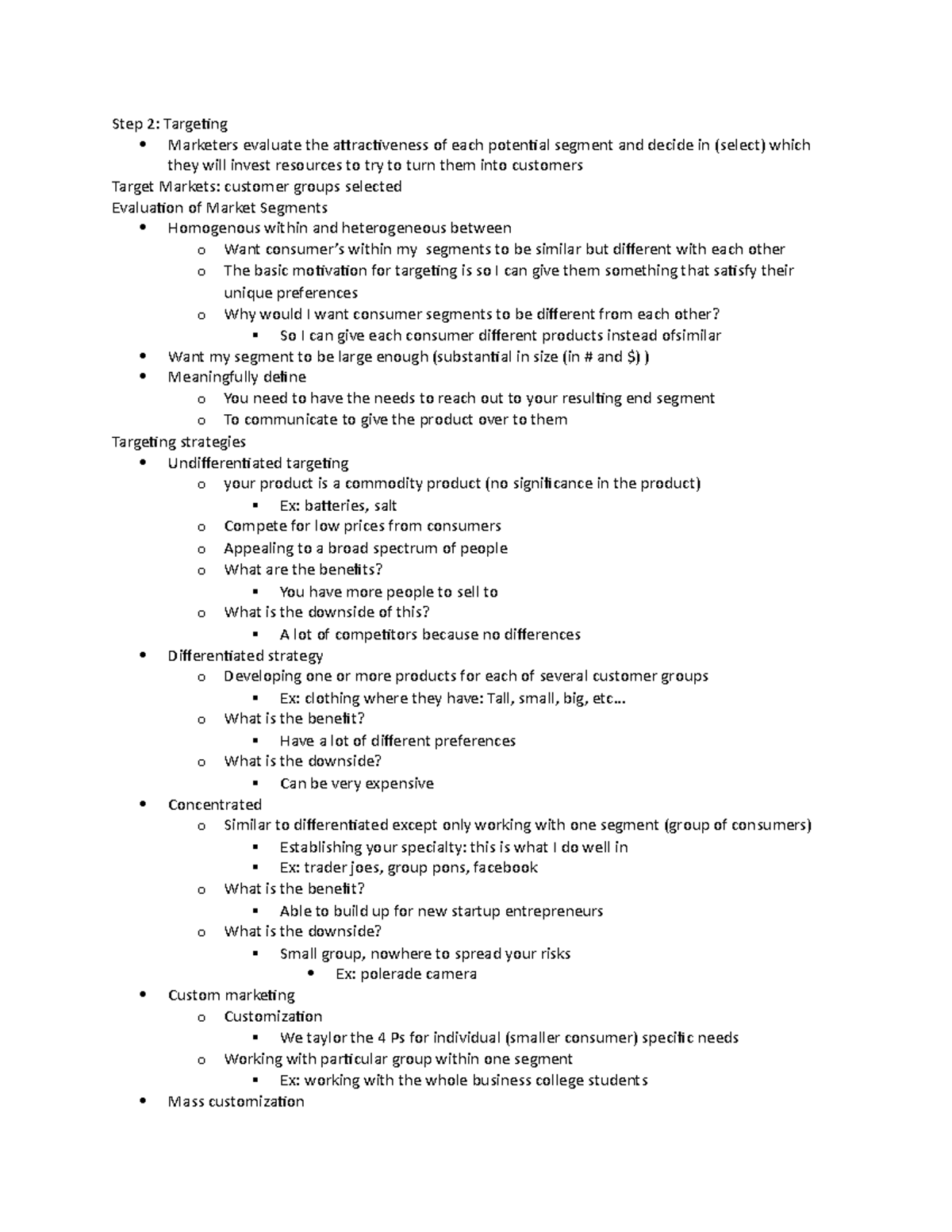 Chapter 4 - Prof. Tong - Step 2: Targeting Marketers evaluate the ...