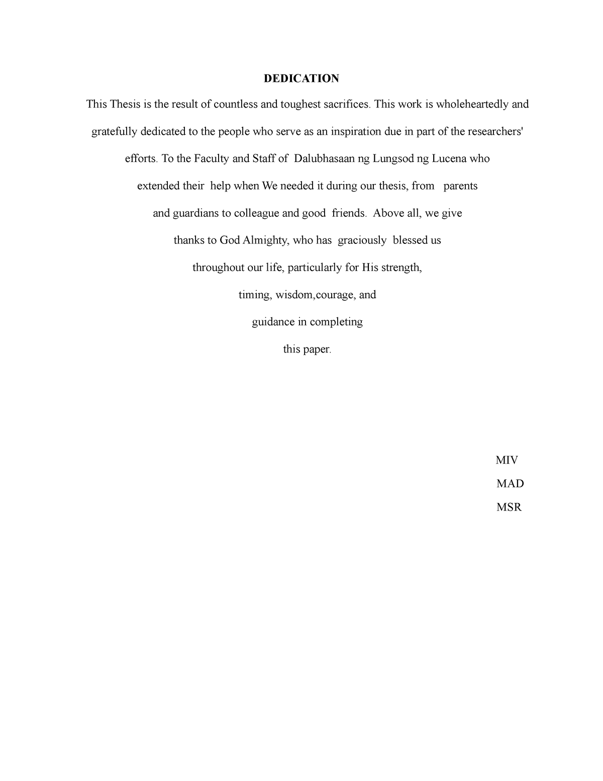 dedication thesis pdf