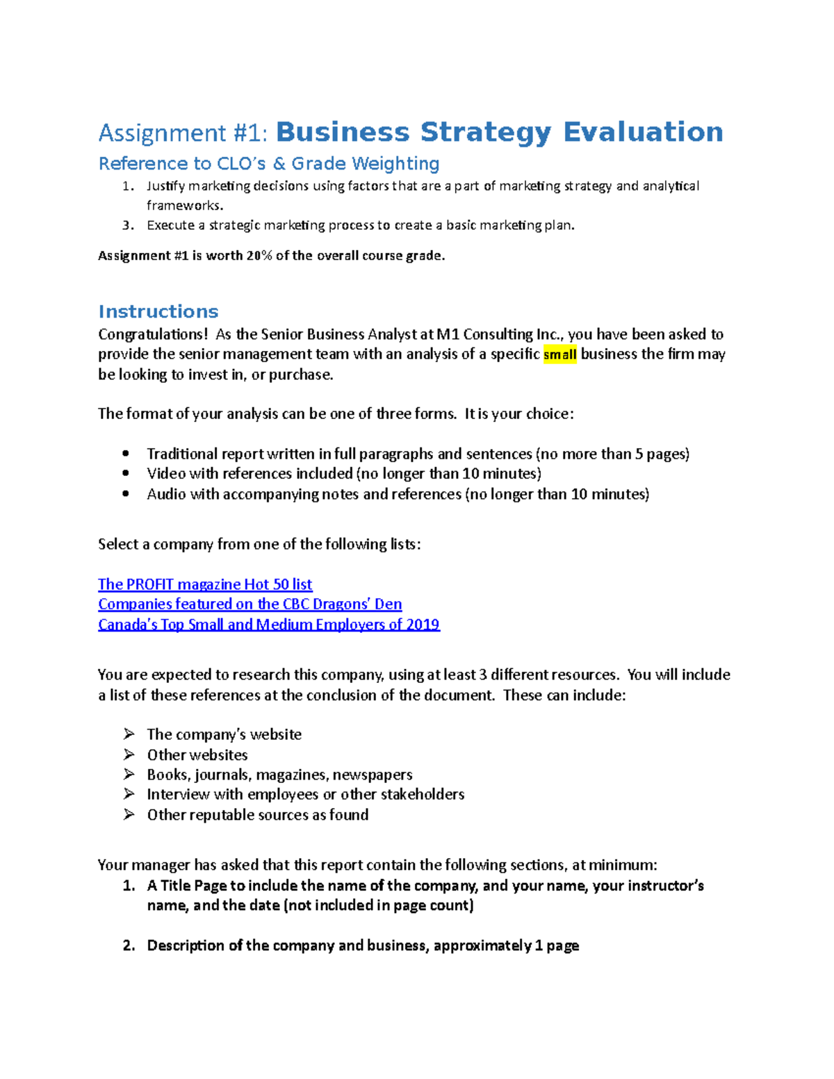 business strategy hnd assignment