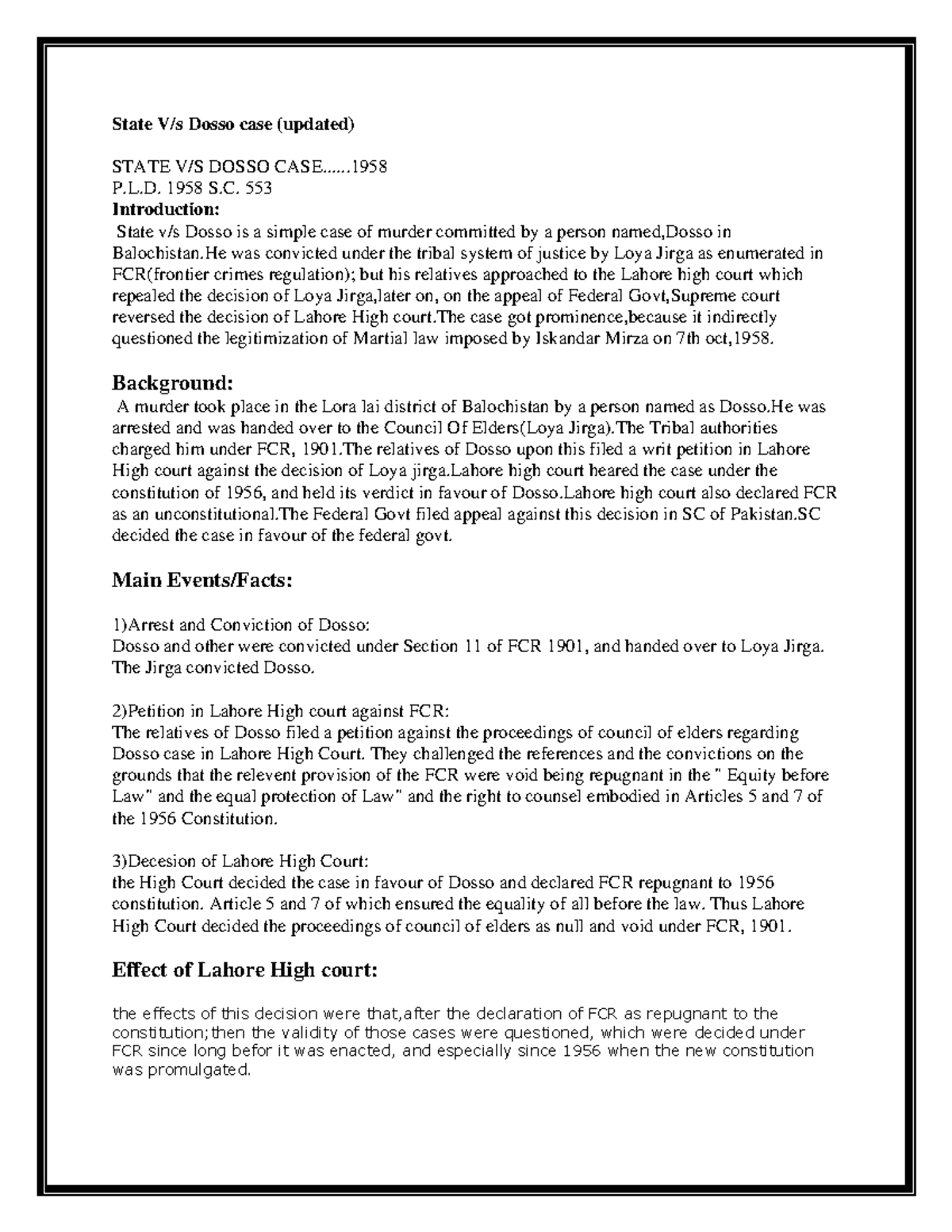 State vs dosso - State V/s Dosso case (updated) STATE V/S DOSSO CASE ...