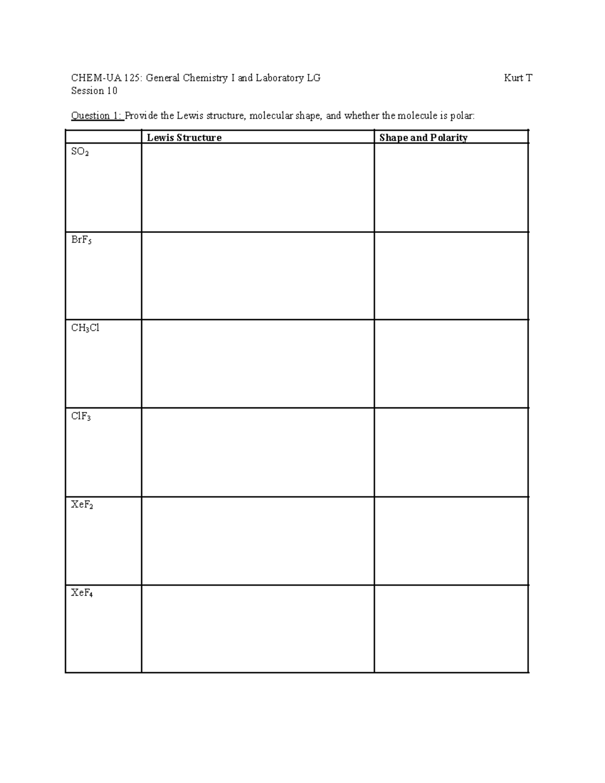 GCI LG 10 Worksheet - CHEM-UA 125: General Chemistry I And Laboratory ...