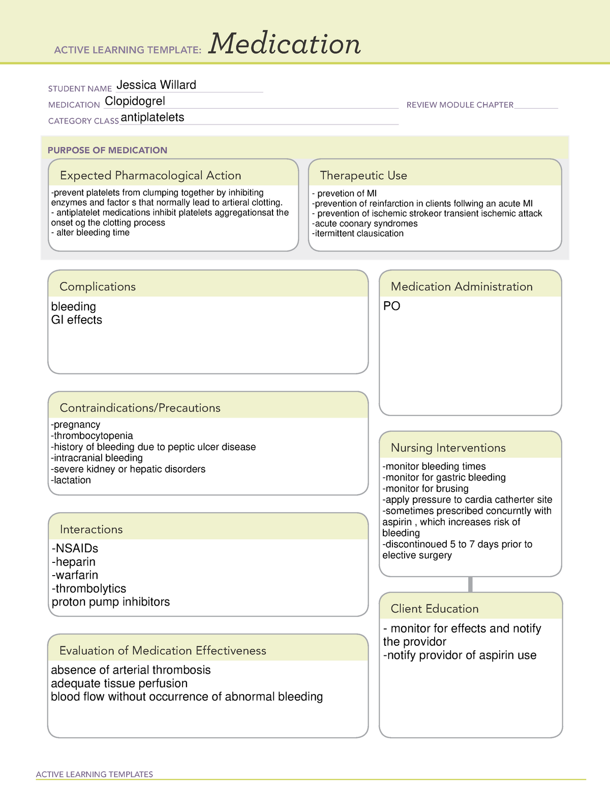 clopidogrel-ati-learning-templete-active-learning-templates