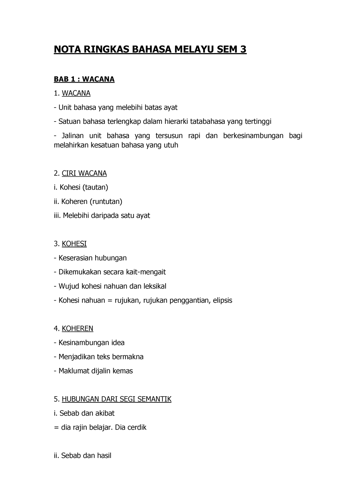 NOTA Ringkas Bahasa Melayu SEM 3 - NOTA RINGKAS BAHASA MELAYU SEM 3 BAB ...