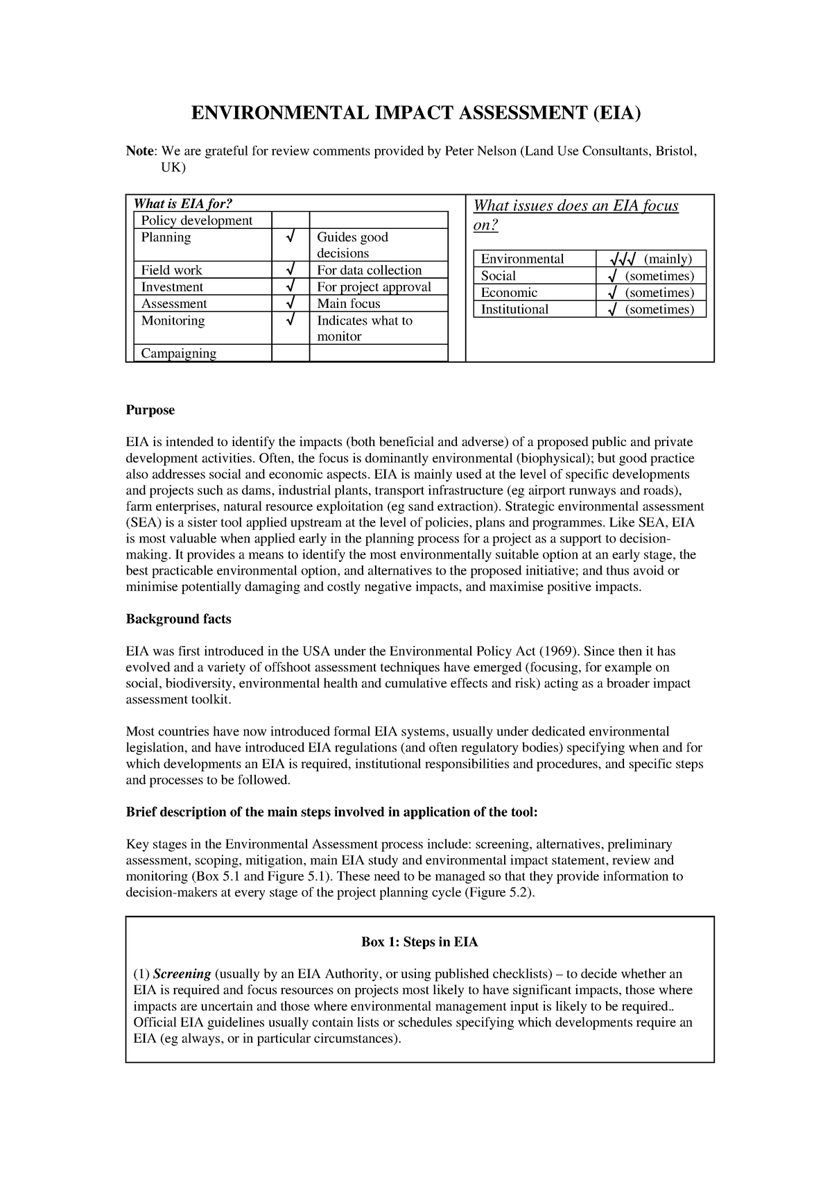 environmental impact assessment case study