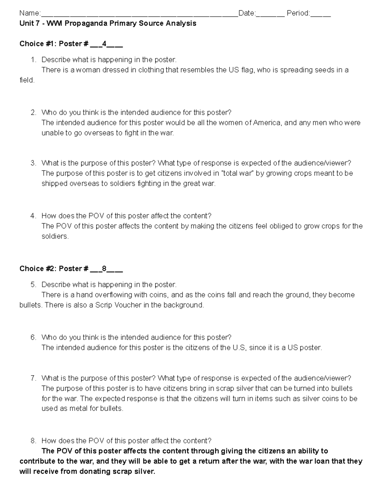 Topic 7.2 WWI Propaganda Analysis Student Sheet - Name