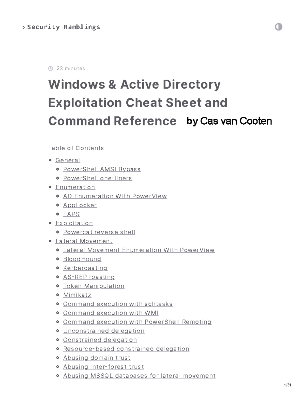 Windows & Active Directory Exploitation Cheat Sheet - DownloadString ...