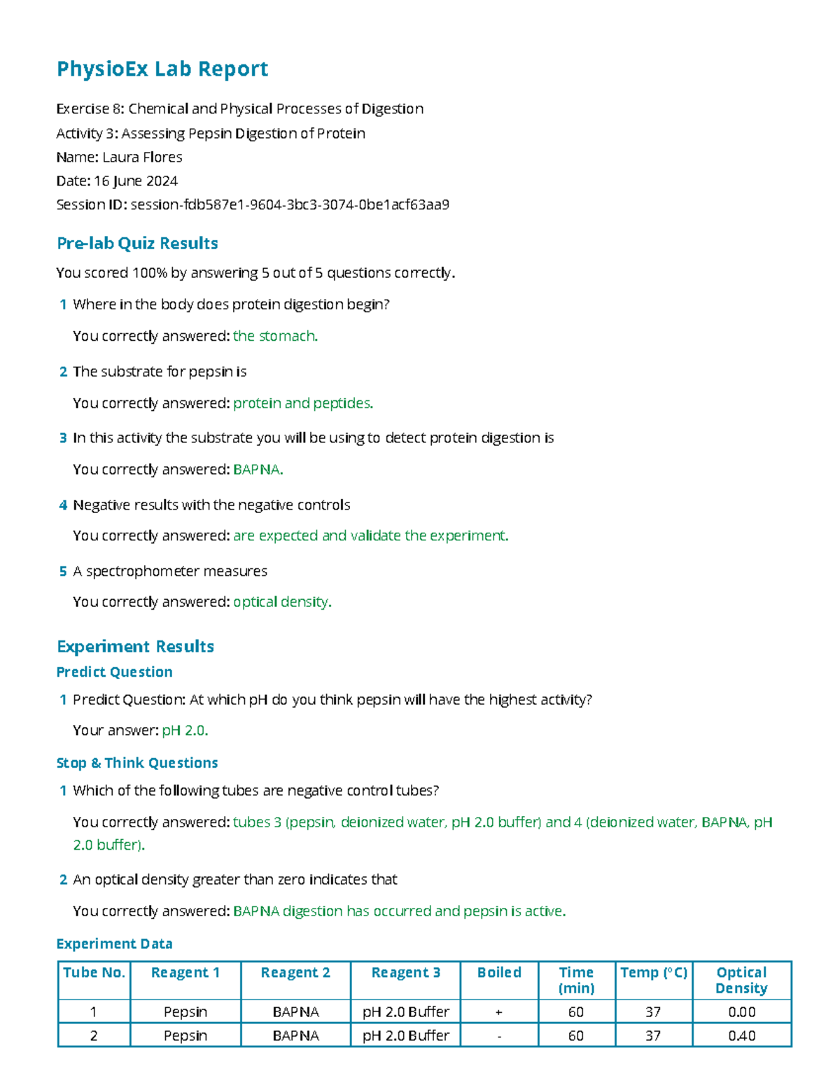 Physio Ex Exercise 8 Activity 3 - PhysioEx Lab Report Exercise 8 ...