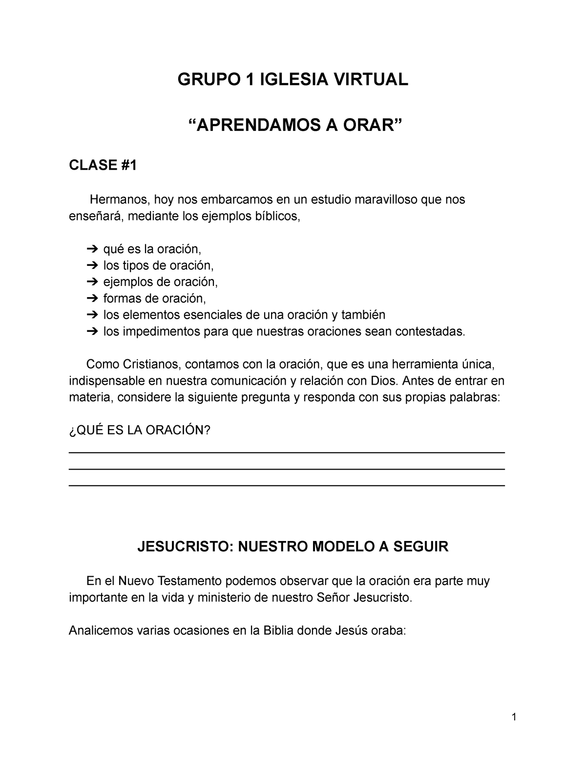 GUIA Oracion 1-6 - Guía De Oración Para Oratoria - GRUPO 1 IGLESIA ...