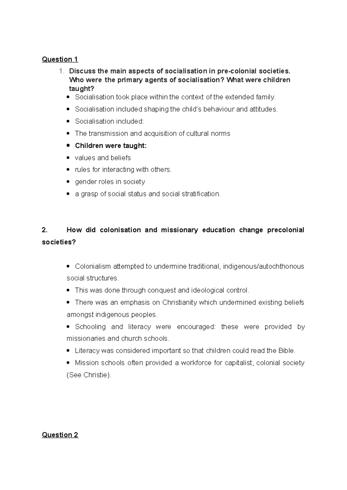 Final Revision Questions AND Answers - Question 1 1. Discuss the main ...