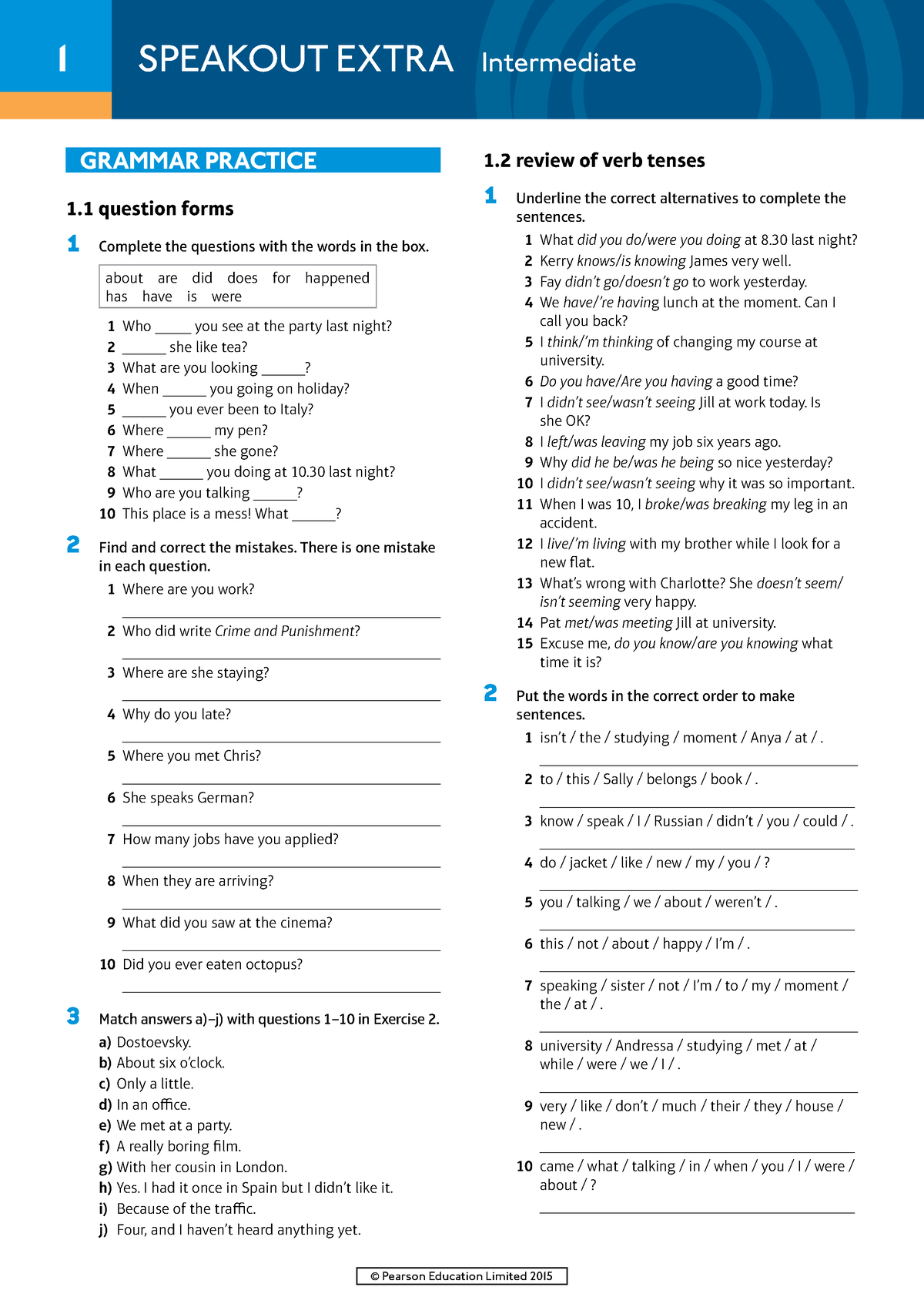 Dokument - Test gramatyka - GRAMMAR PRACTICE 1 question forms 1 ...