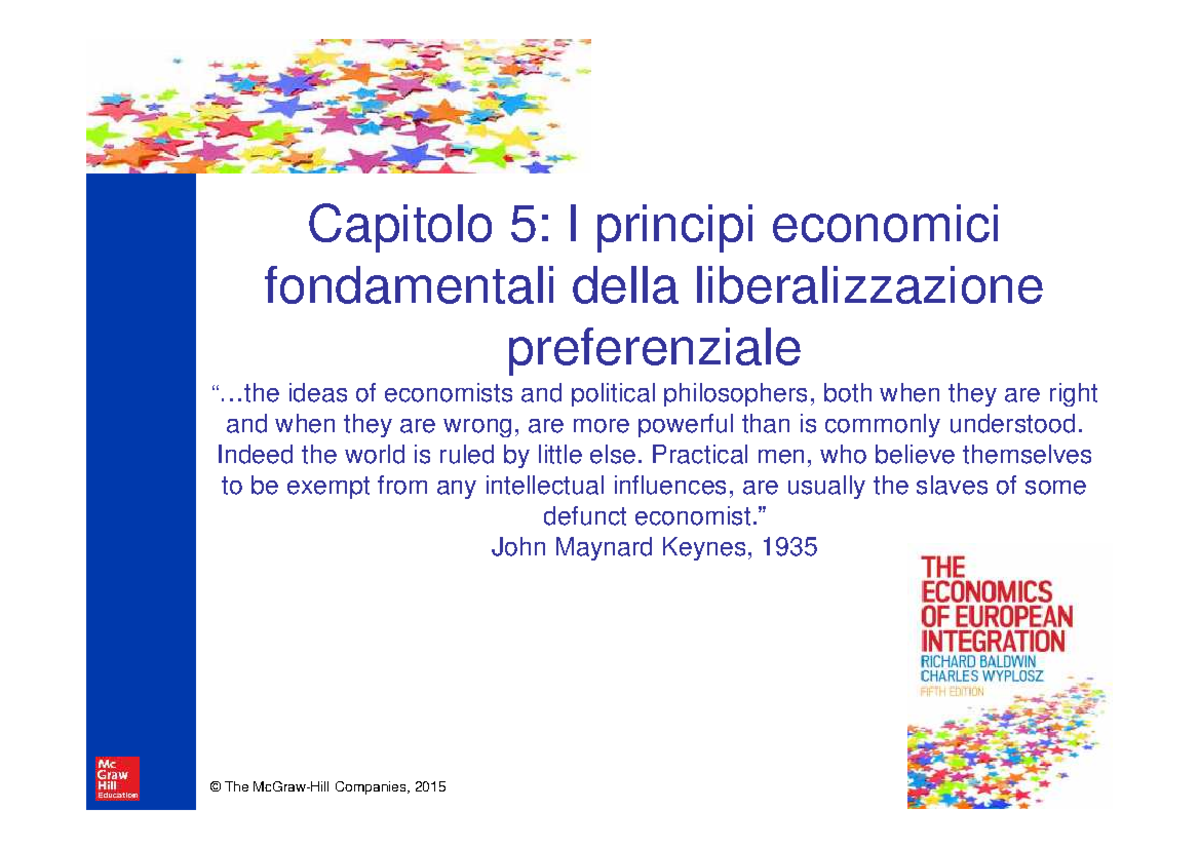 Chapter 5 The economics of european integration Capitolo 5 I principi economici fondamentali