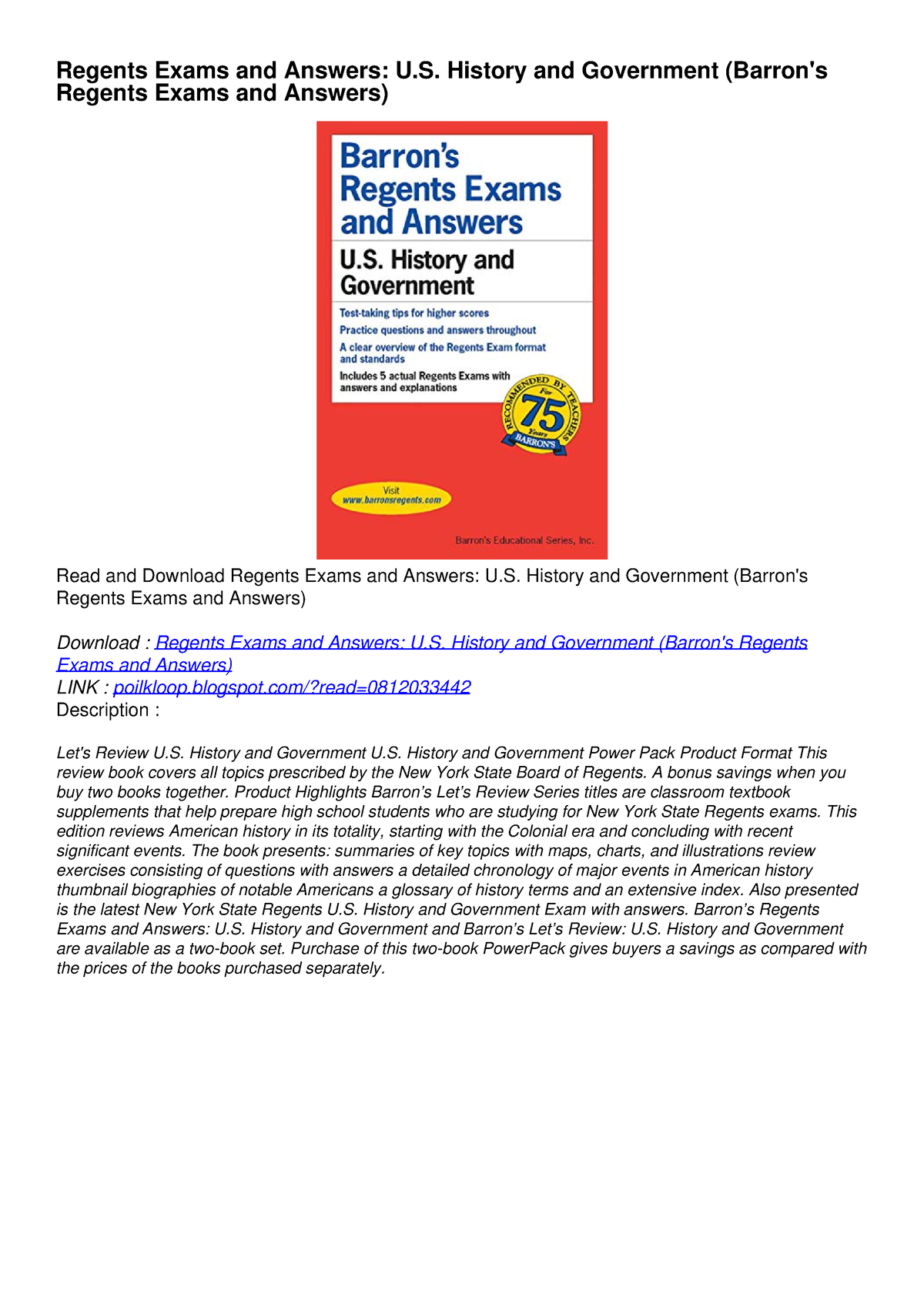 [PDF] READ Free Regents Exams and Answers U.S. History and Government