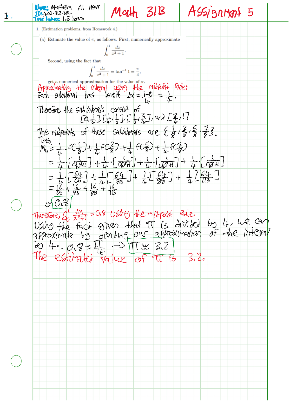 Math 31B - Homework 5 - Professor Andrews - MATH 31B - ϭ Ϯ κ - Studocu