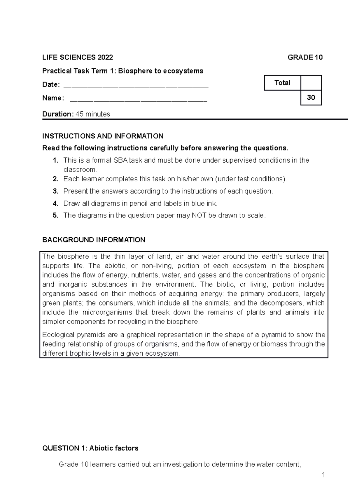 life sciences grade 10 sba assignment 17 may 2022