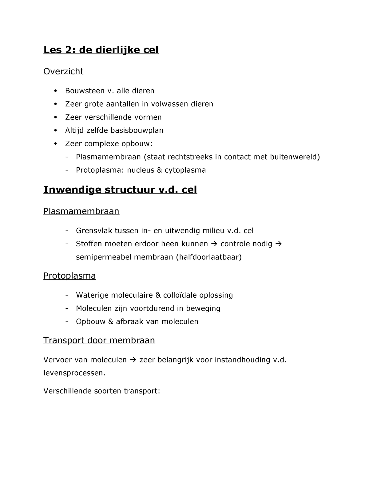 Les 2 - De Dierlijke Cel - Les 2: De Dierlijke Cel Overzicht Bouwsteen ...