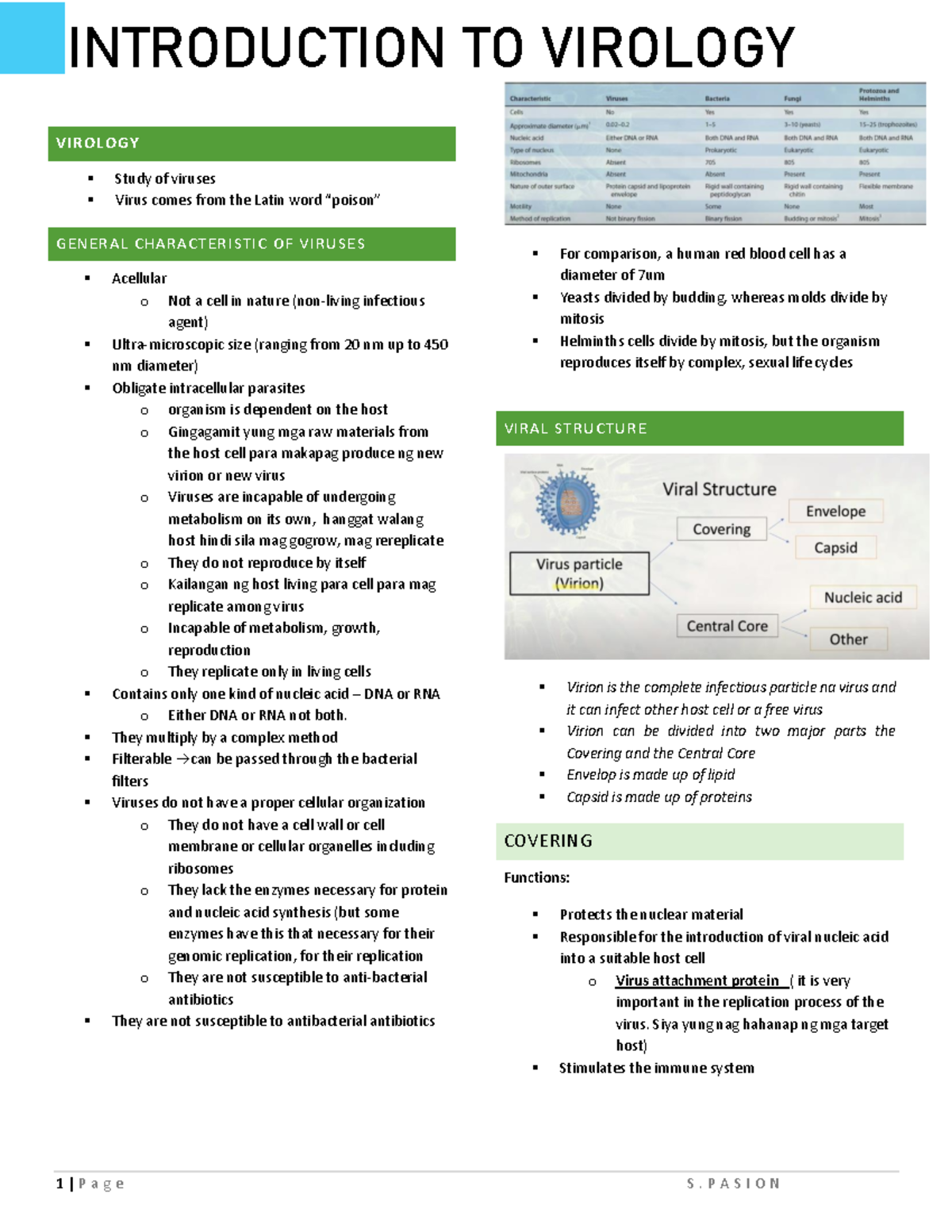 Introduction-to-Virology-reviewer - 1 | P a g e S. P A S I O N ...