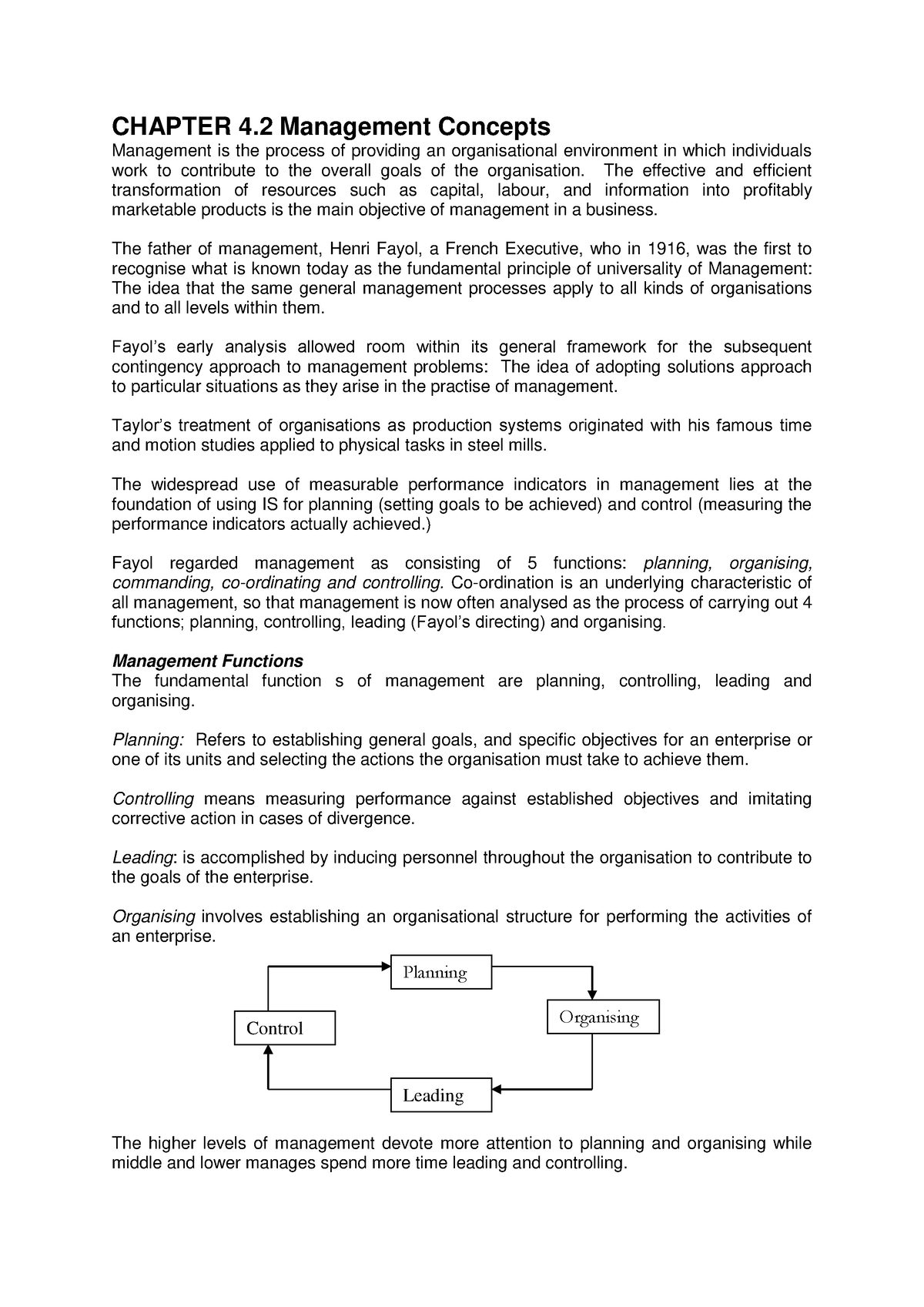 MIS Chapter 4 - Notes Continuation - CHAPTER 4 Management Concepts ...