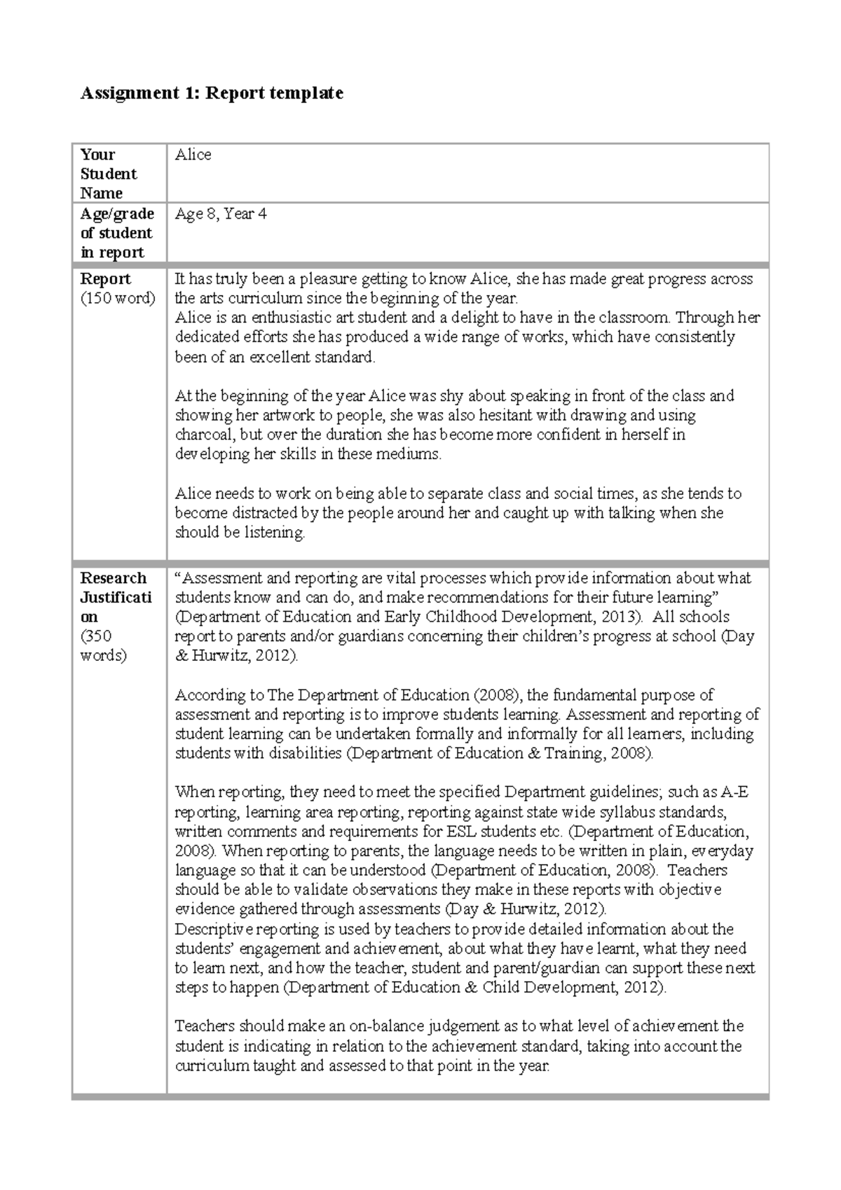 video assignment example