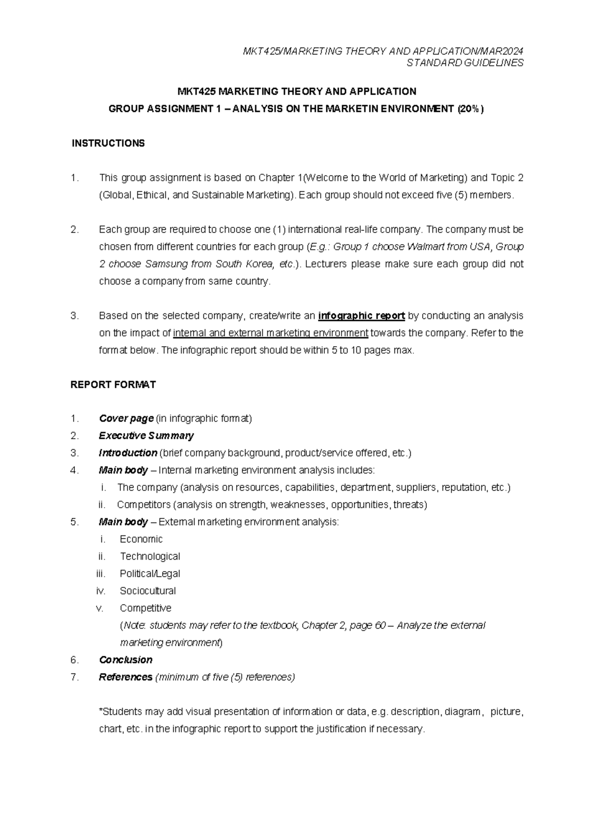 MKT425 Group Assignment 1 Guidelines & Rubrics - MKT425/MARKETING ...