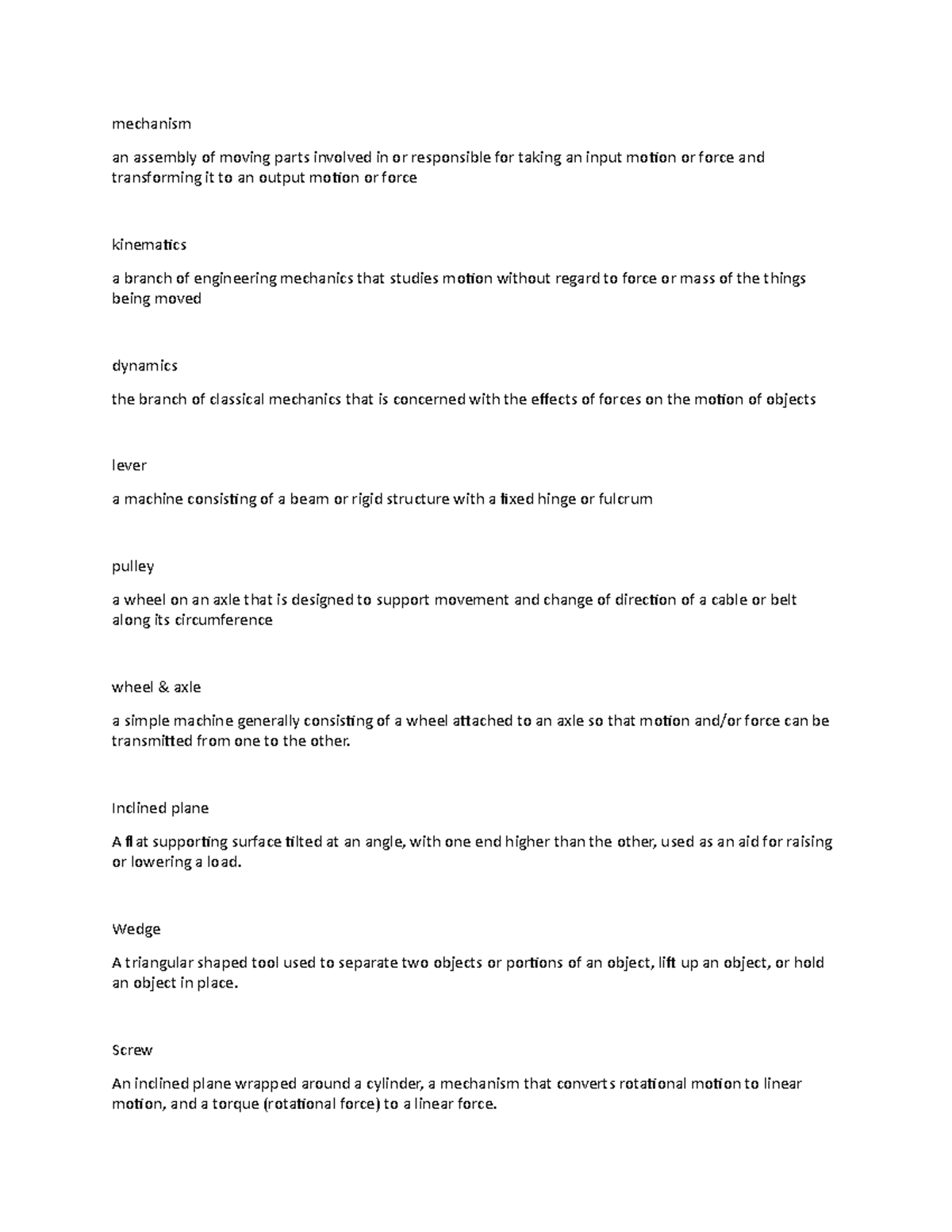 Engineering mechanics lecture notes 1 - mechanism an assembly of moving ...