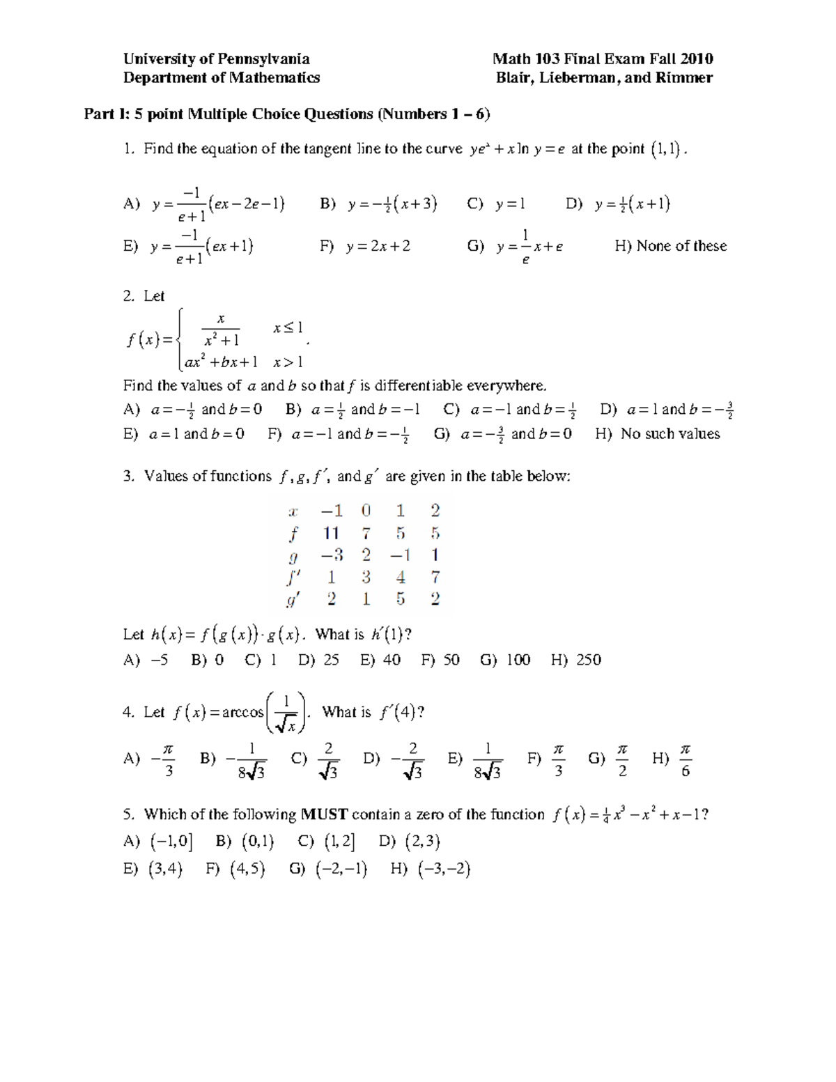 103f10wans Finals Practice Questions Math 103 Introduction To Studocu