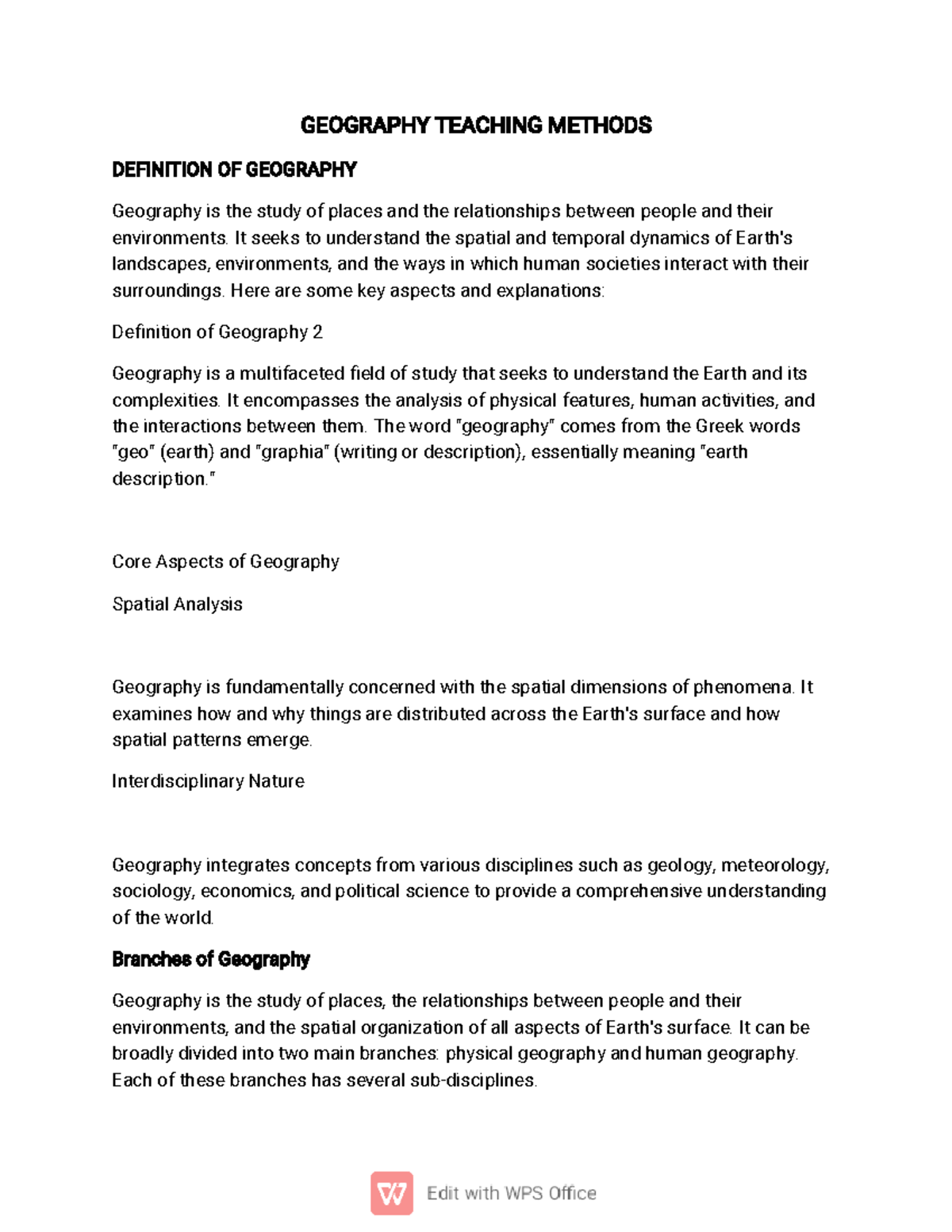 Geography Teaching Methods-WPS Office - GEOGRAPHY TEACHING METHODS ...