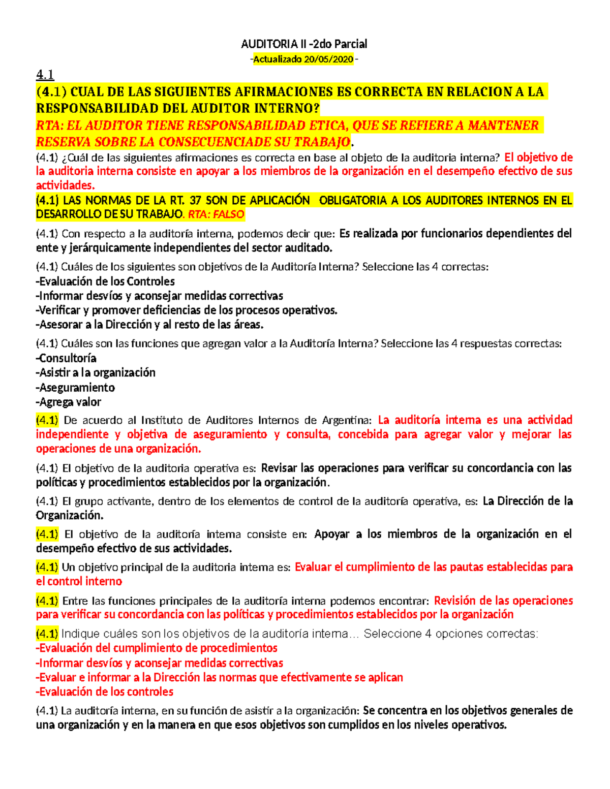 PARCIAL 20 Mayo - AUDITORIA II -2do Parcial - Actualizado 20/05/2020 ...