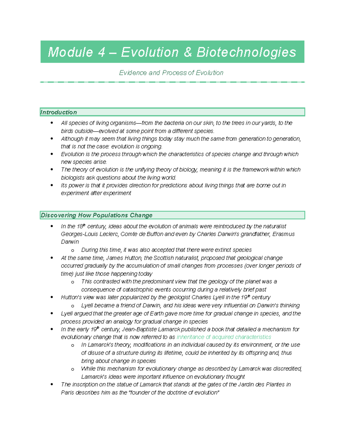 Basic Biology - Evidence And Processes Of Evolution - Module 4 ...