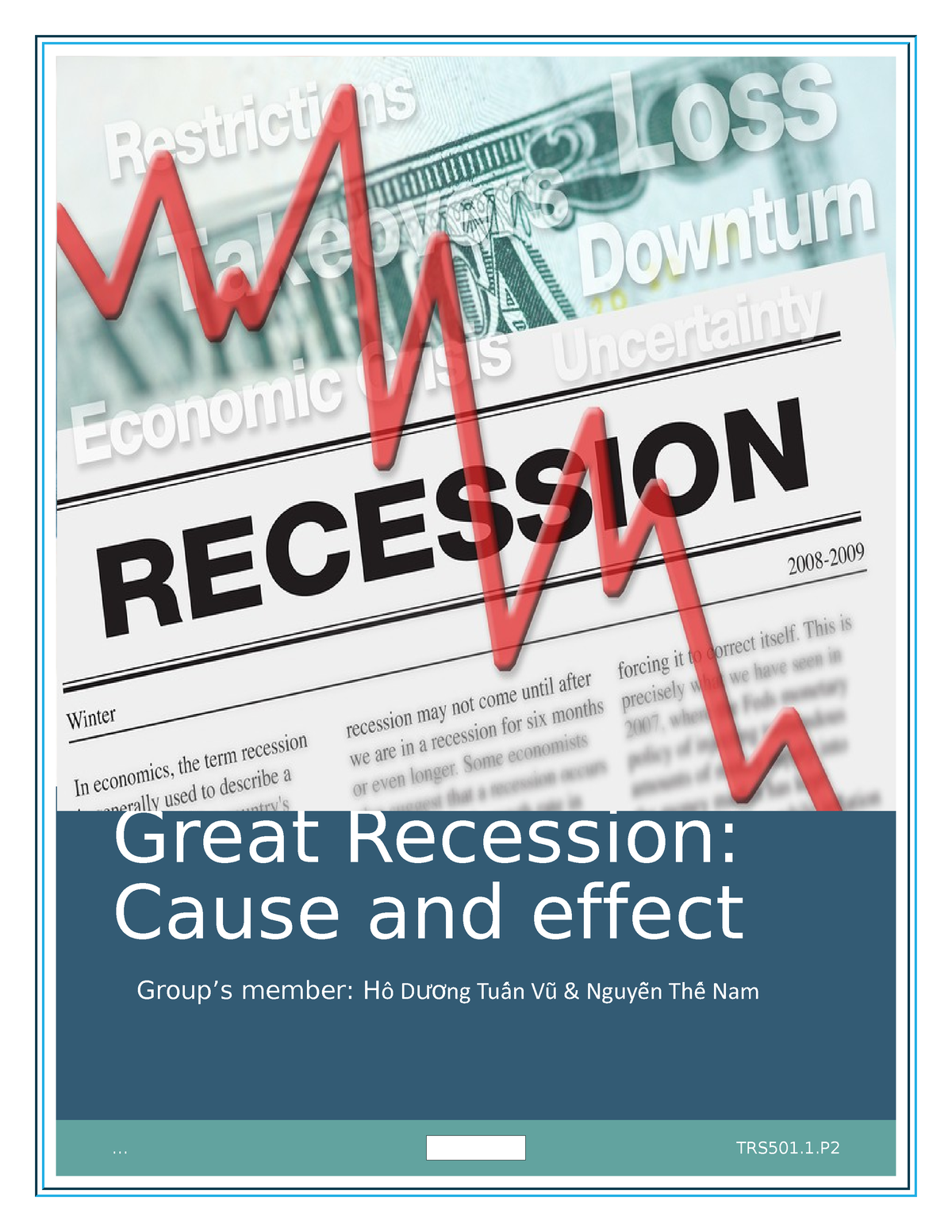 cause of economic recession essay