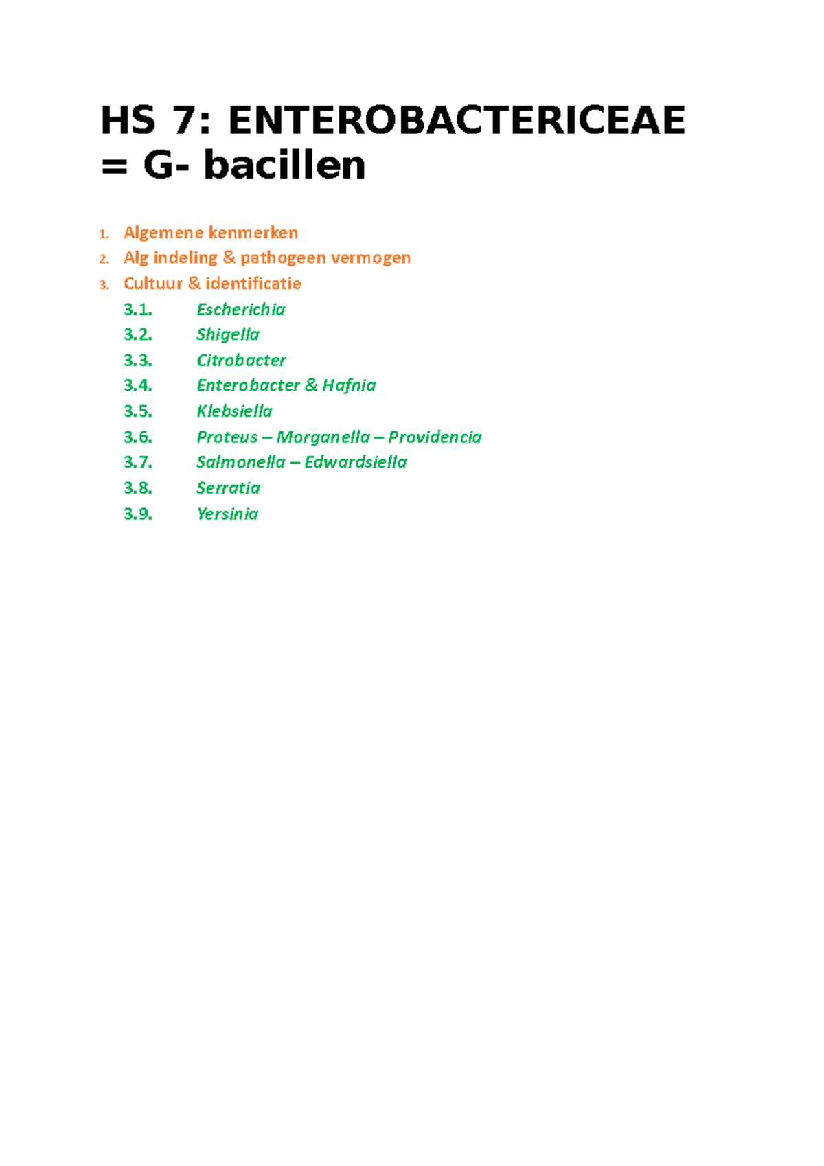 HS 7 Enterobacteriaceae - Medische Microbiologie - UCLL - Studocu