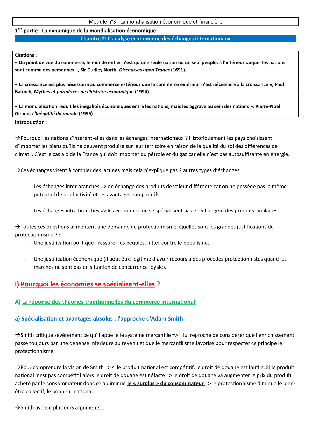 Fiche Chapitre Ii Macro Economie Module La Mondialisation Conomique Et Financi Studocu