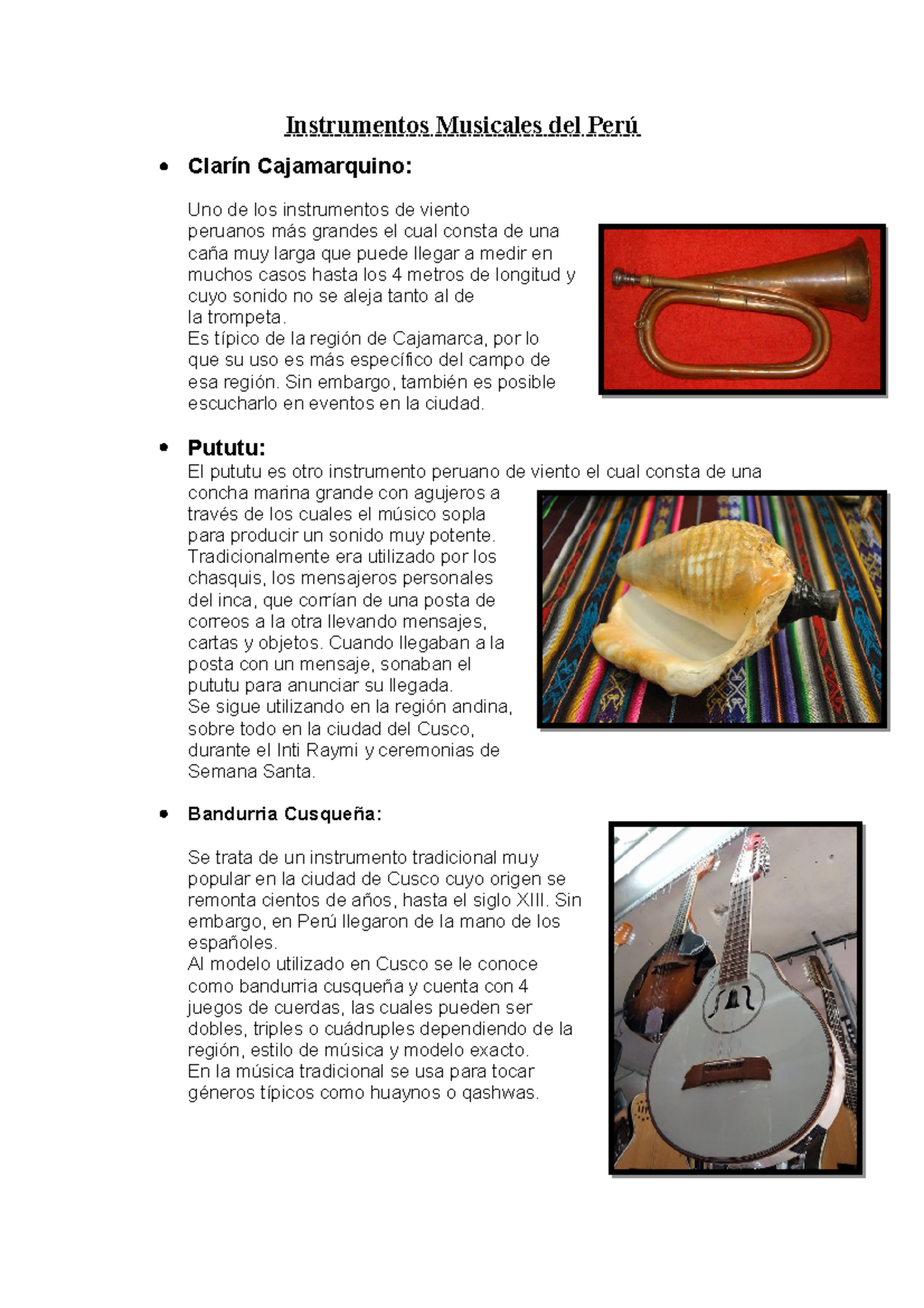 Instrumentos Musicales del Perú - Es típico de la región de Cajamarca ...
