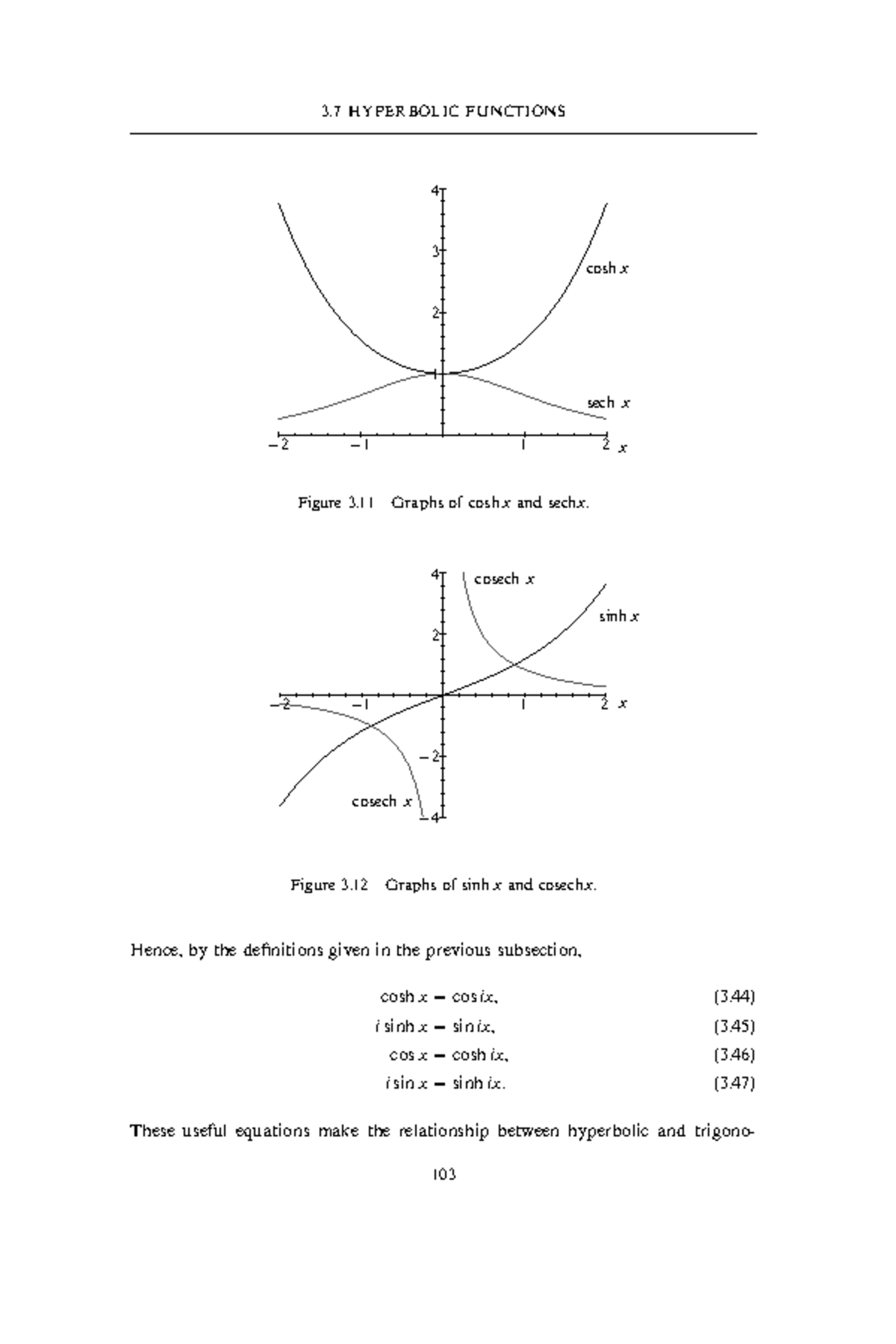 Physics Engineering - 3 HYPERBOLIC FUNCTIONS sech x cosh x x 1 2 3 4 − ...