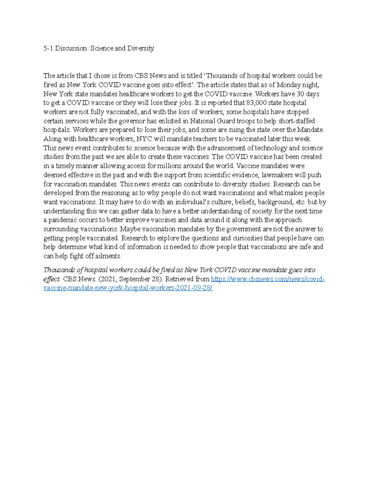 5 1 Discussion Science And Diversity Discussion Science And Diversity The Article That I 3288