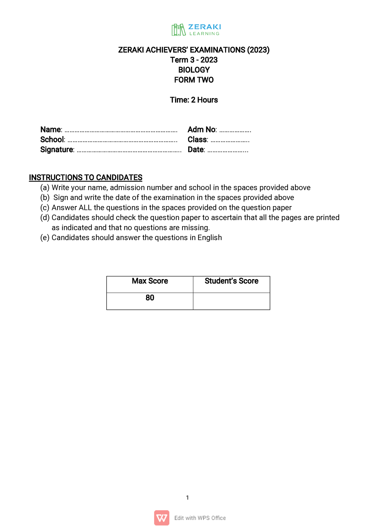 zeraki assignments download form 2