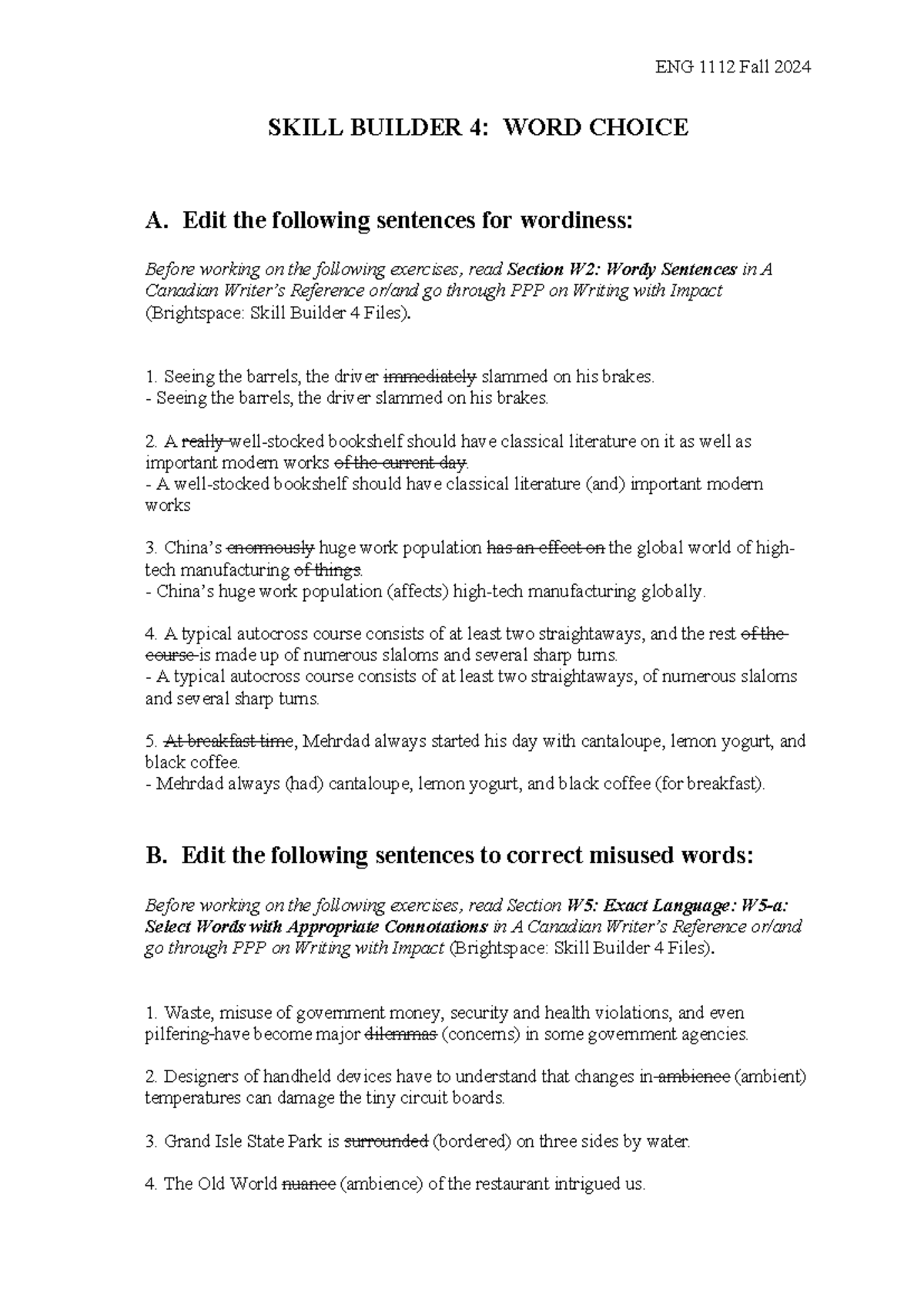 Skill Builder 4 WC - Word Choice Document Sol - ENG 1112 Fall 2024 ...