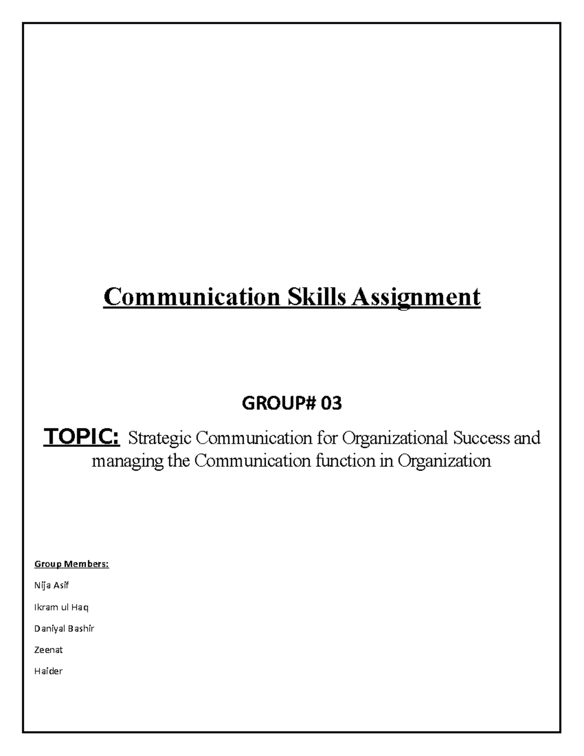 communication skills assignment