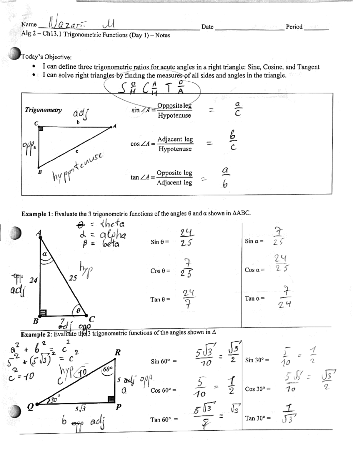 Algebra 2 - Trigonometric Functions Notes - AS.110.756. - Studocu