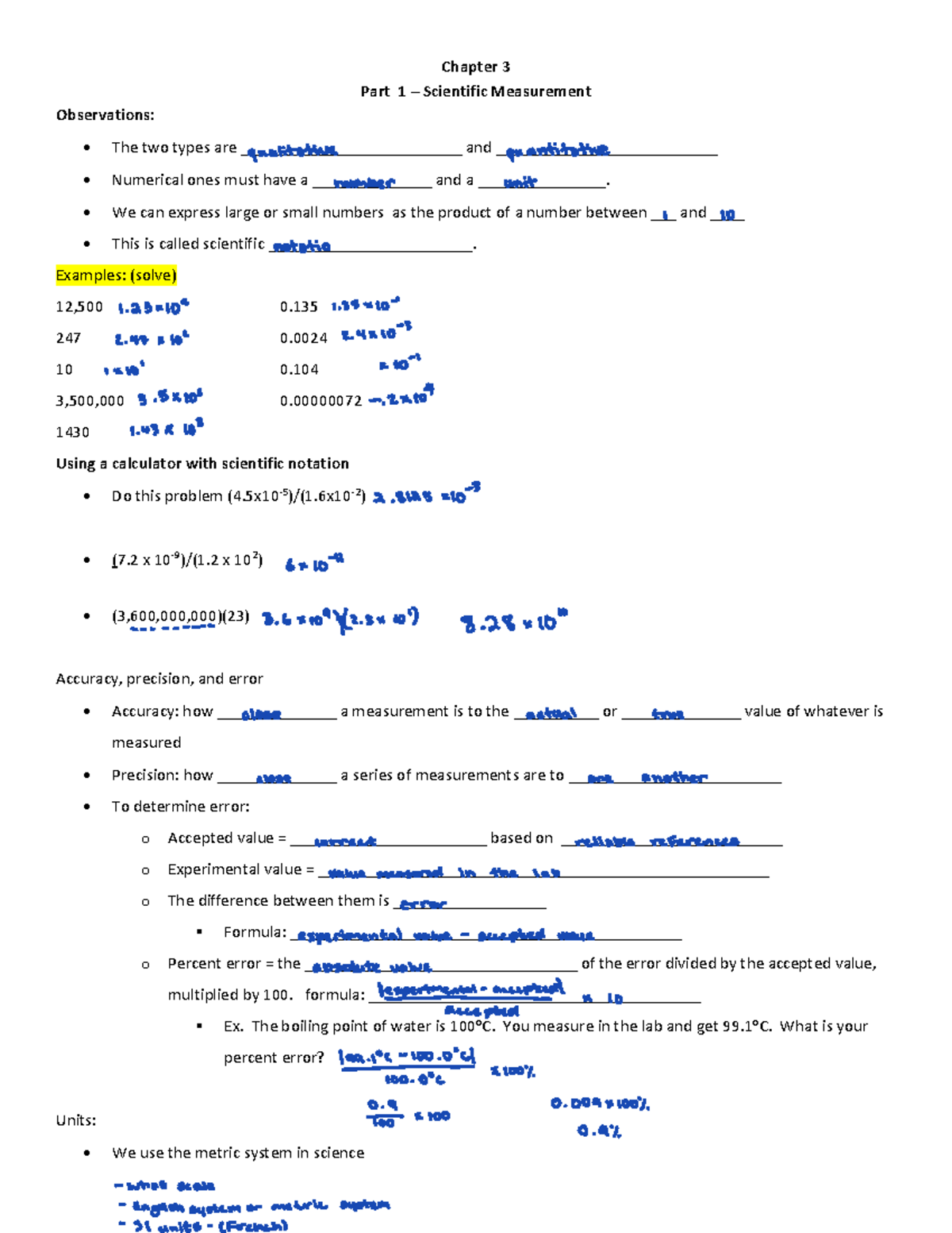 Chapter+3+outline+summer+16 - Chapter 3 Part 1 – Scientific Measurement ...