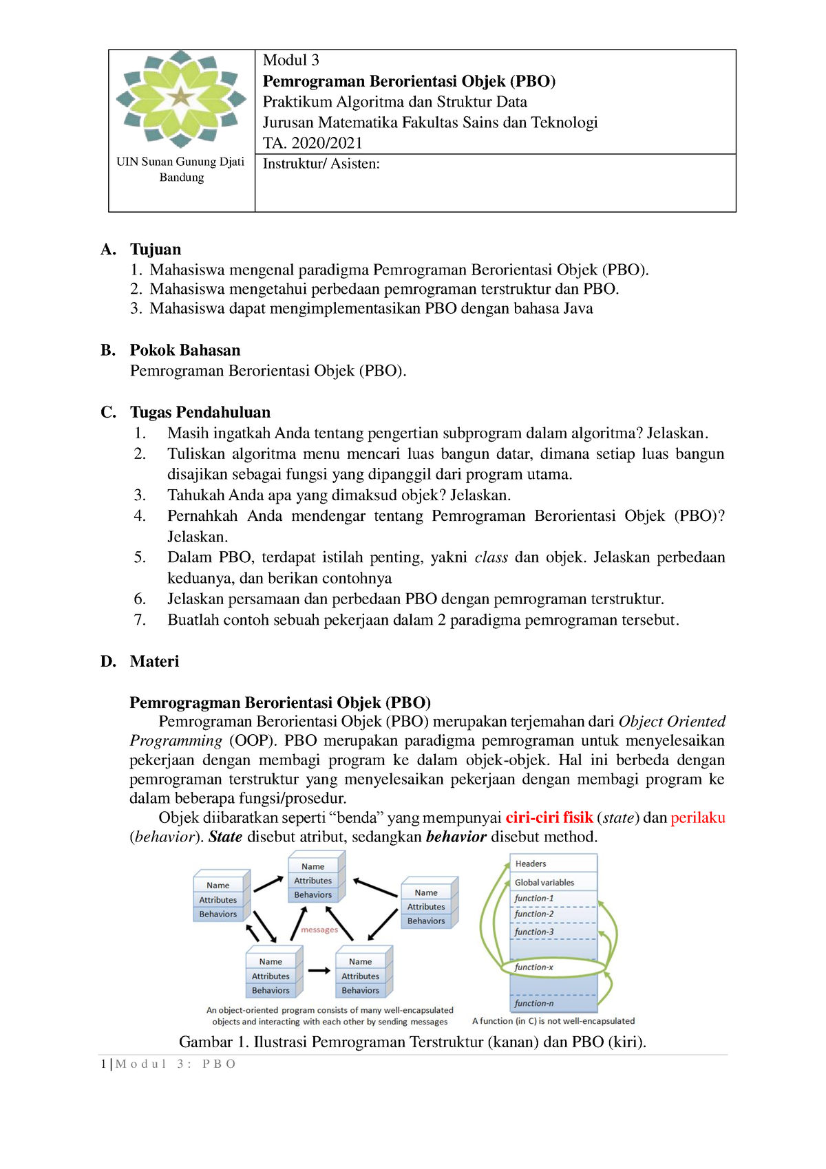 Modul 3 PBO - Ini Merupakan Materi Pada Mata Kuliah Praktikum Struktur ...