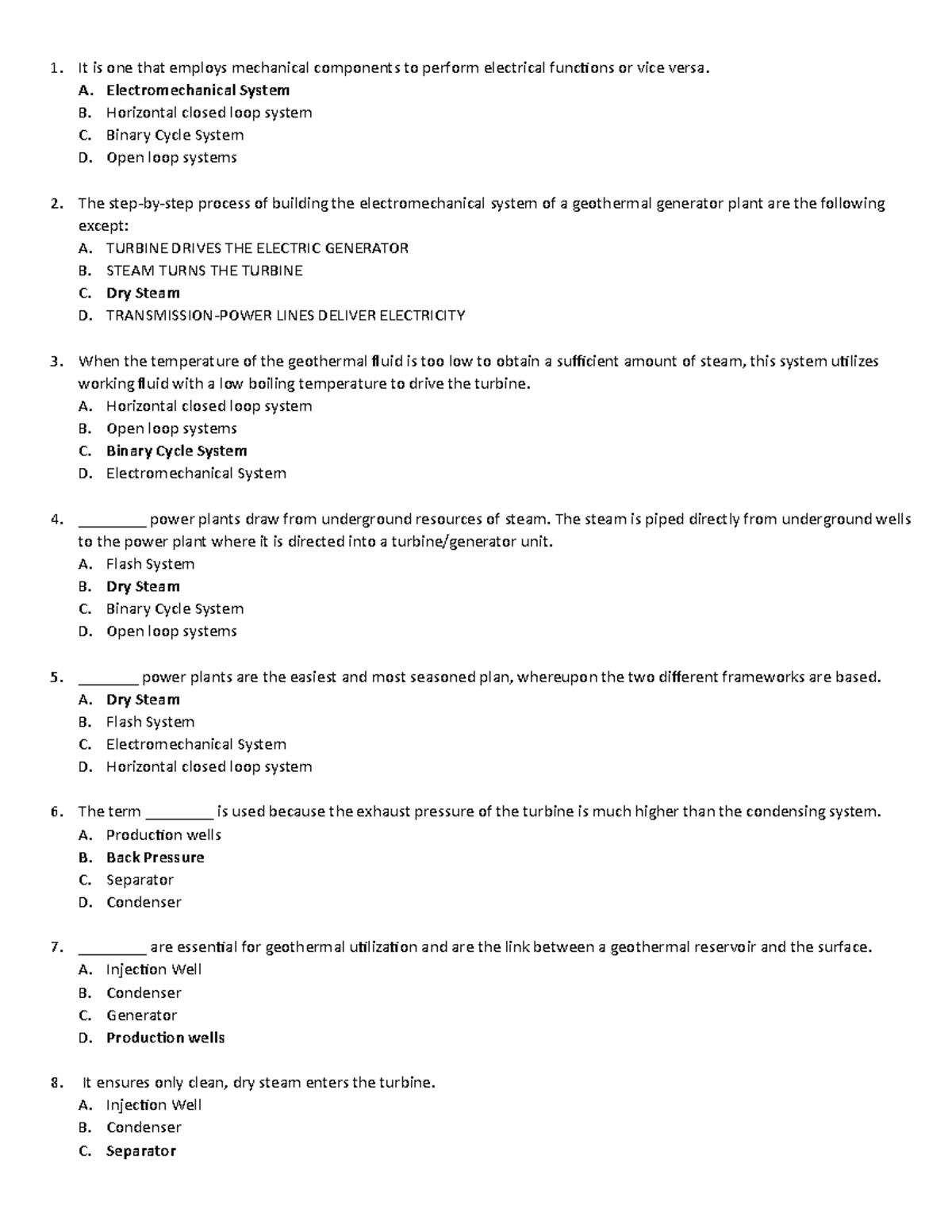 QUIZ - Quiz about Geothermal Energy - It is one that employs mechanical ...